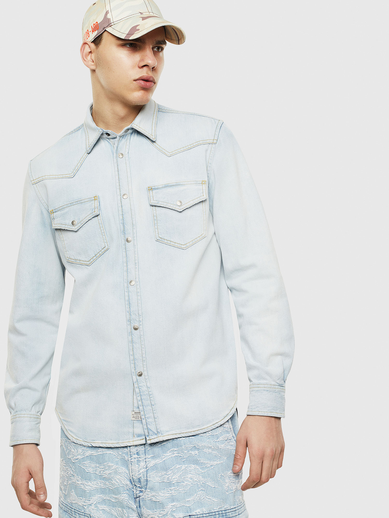 D-EAST-P, Blue Jeans Diesel - D-EAST-P, Blue Jeans - Denim Shirts - Image 1