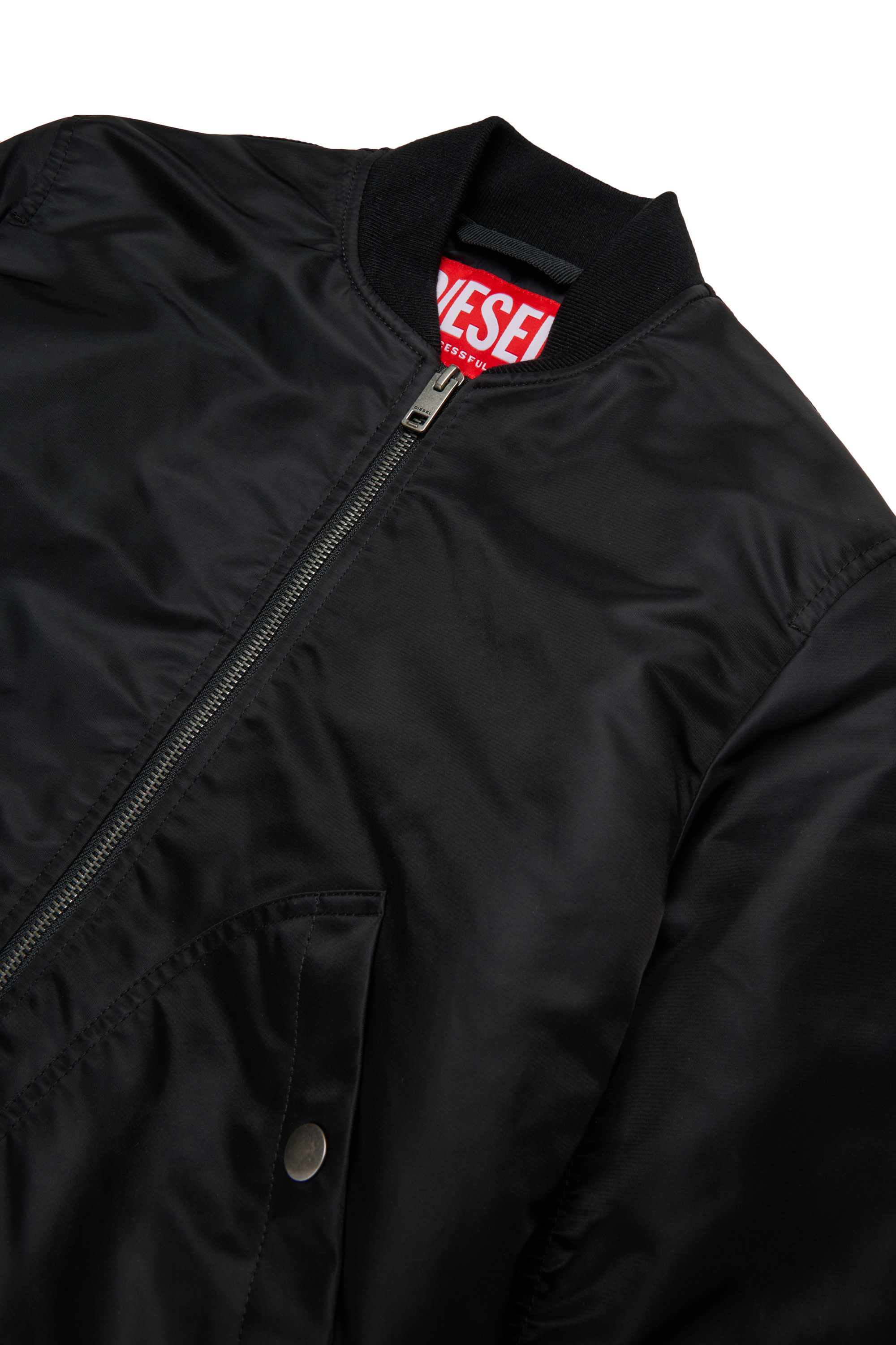Diesel - JHELD, Man's Nylon bomber jacket with embroidered logo in Black - 3