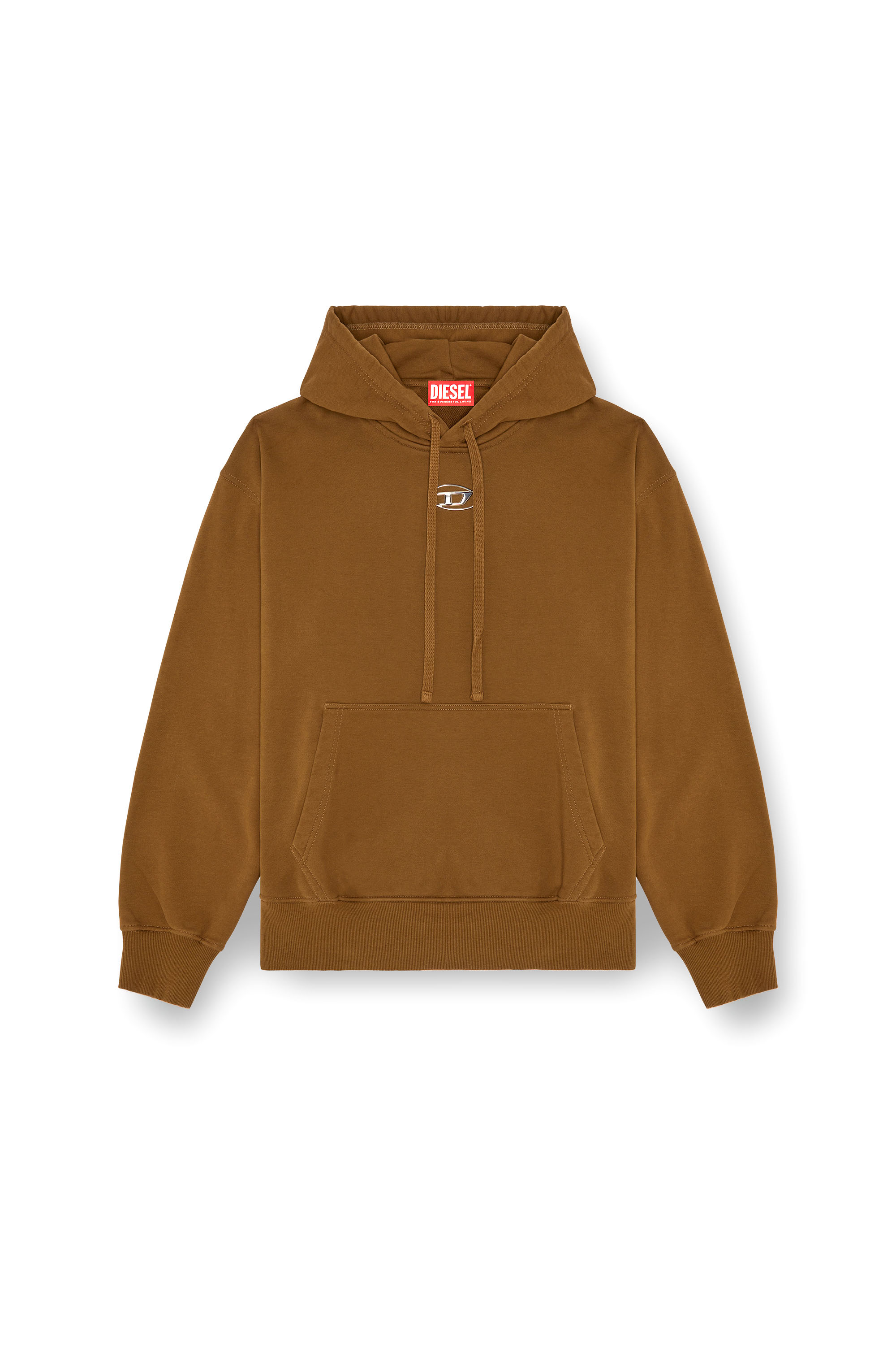 Diesel - S-MACS-HOOD-OD, Man's Oversized hoodie with metallic logo in Brown - 2
