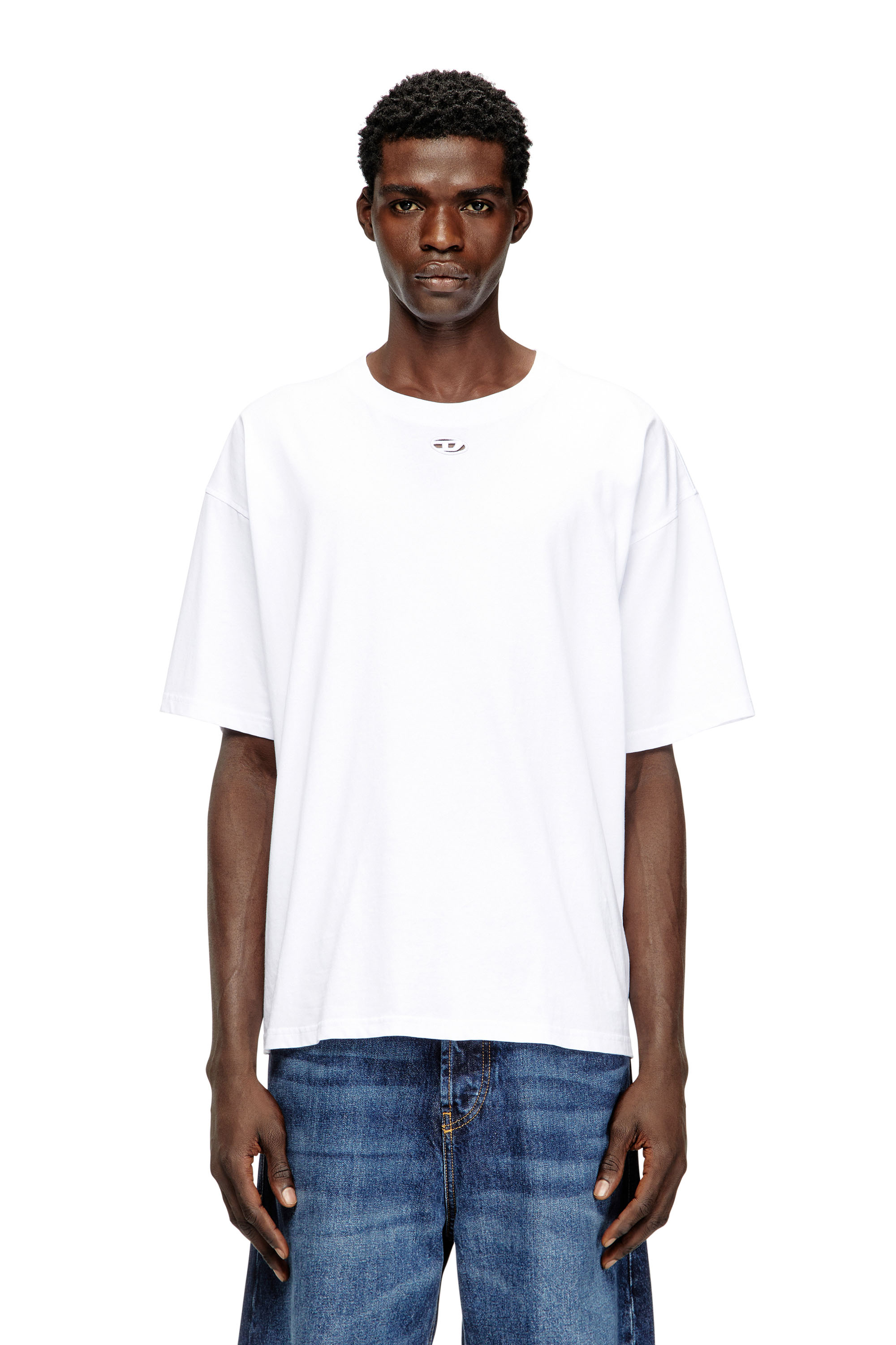 Diesel - T-BOXT-DCO, Man's Relaxed cotton T-shirt with Oval D embroidery in White - 1
