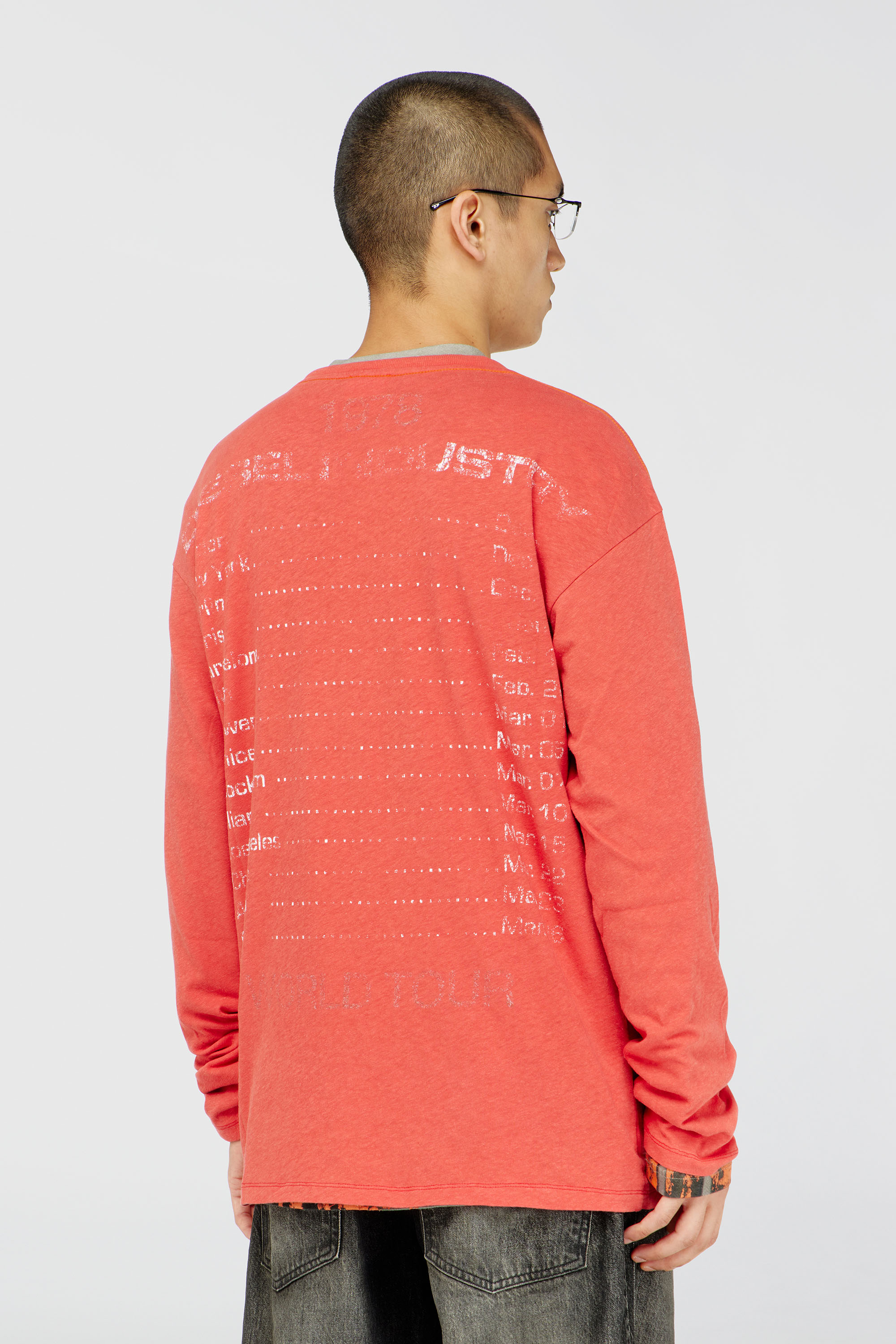 Men's Long-sleeve T-shirt with concert graphics | Red | Diesel TR