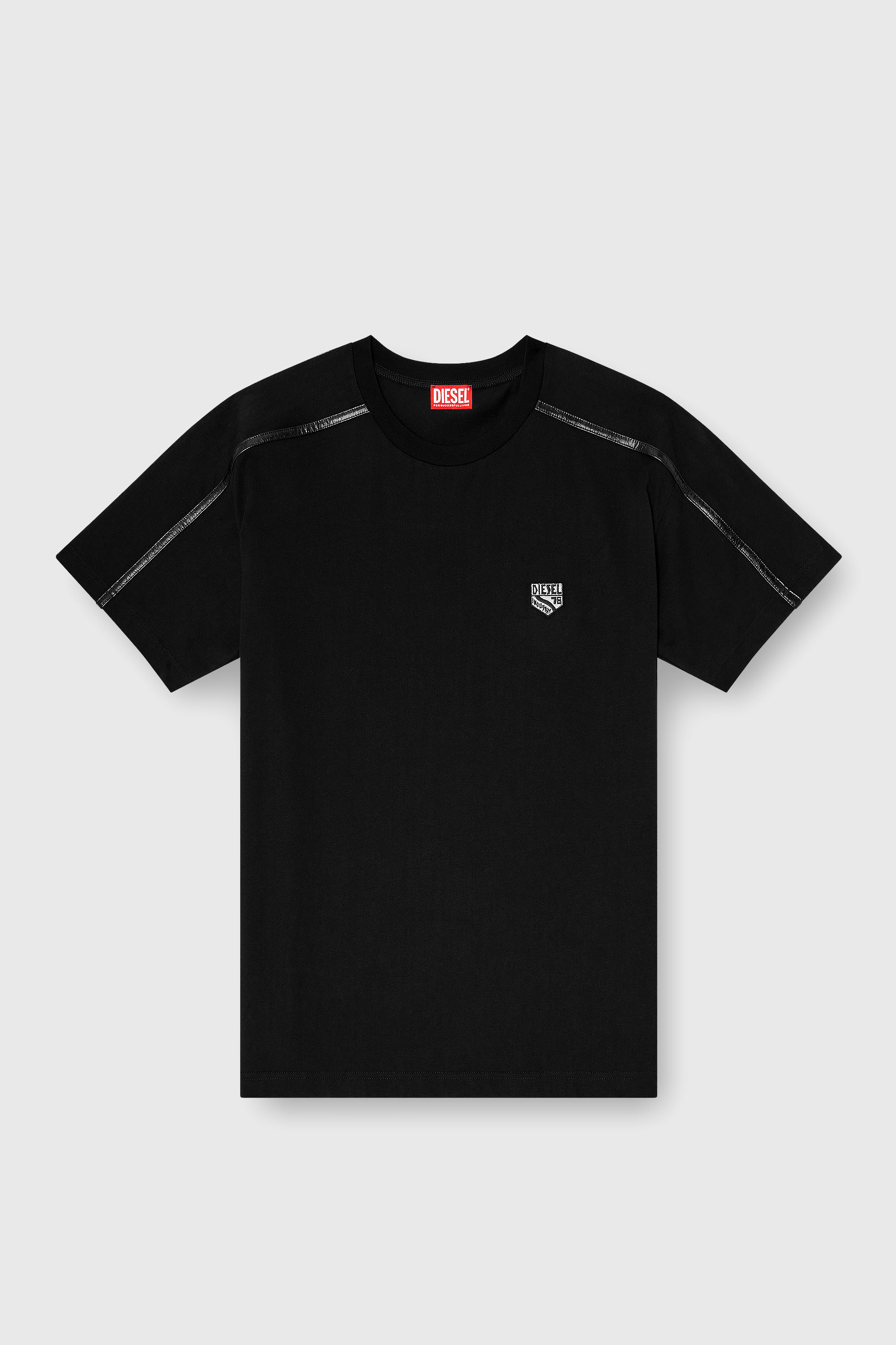 Diesel - T-NORM-FL, Man's T-shirt with contrast trims and logo patch in Black - 2