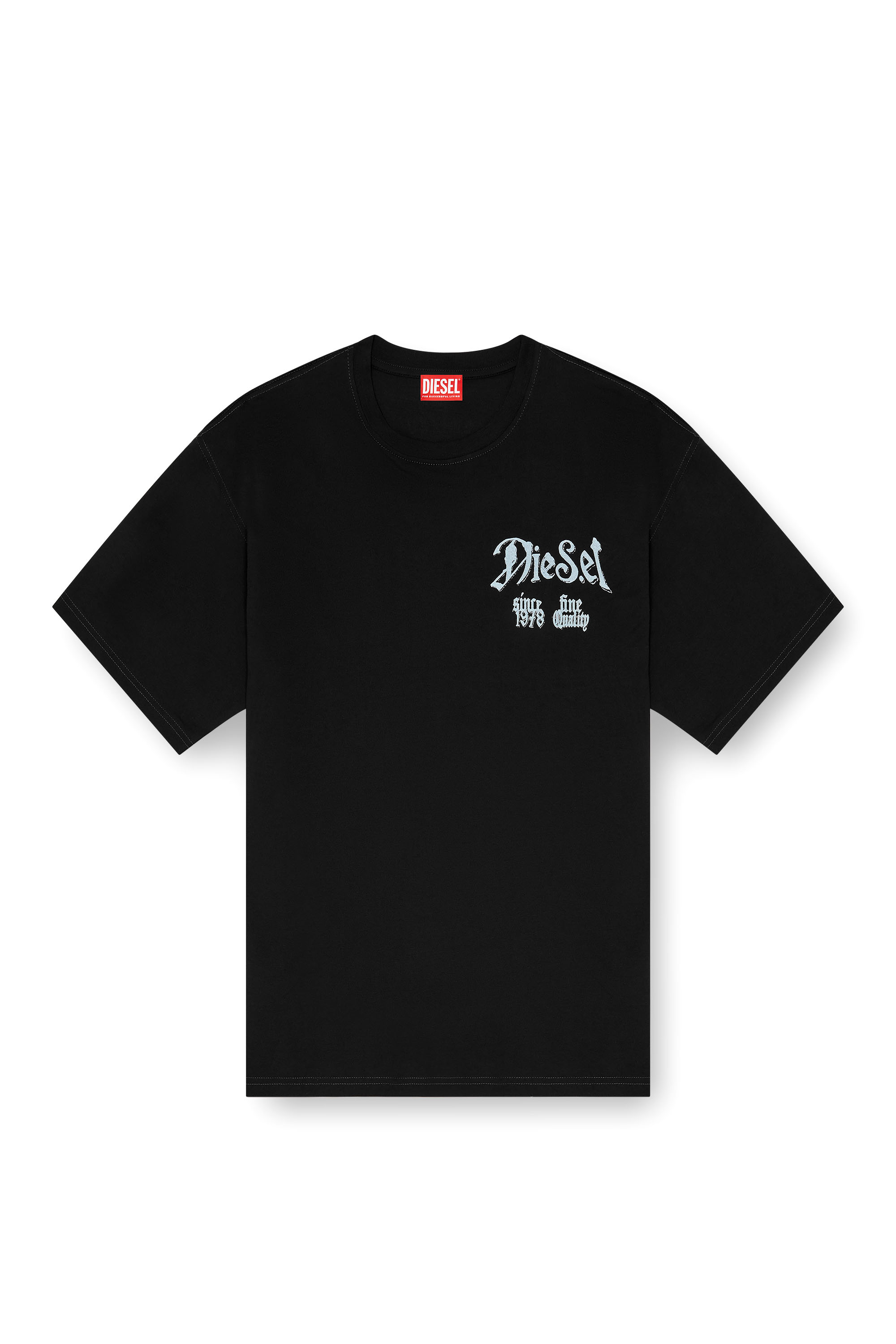 Diesel - T-BOXT-AA2, Man's Cotton T-shirt with flock graphic in Black - 2