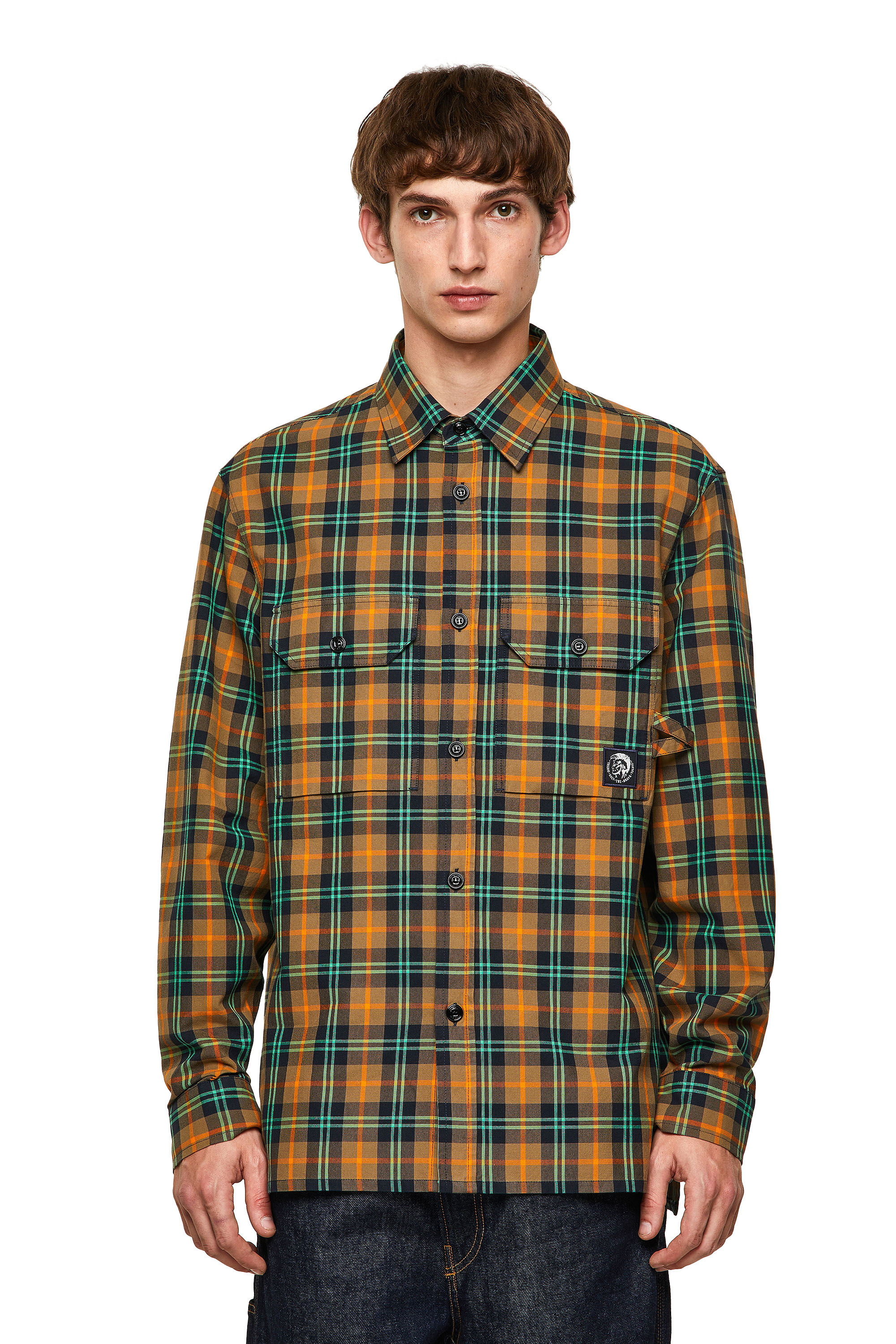 S-JESS-CHECK, Orange/Green Diesel - S-JESS-CHECK, Orange/Green - Shirts - Image 1