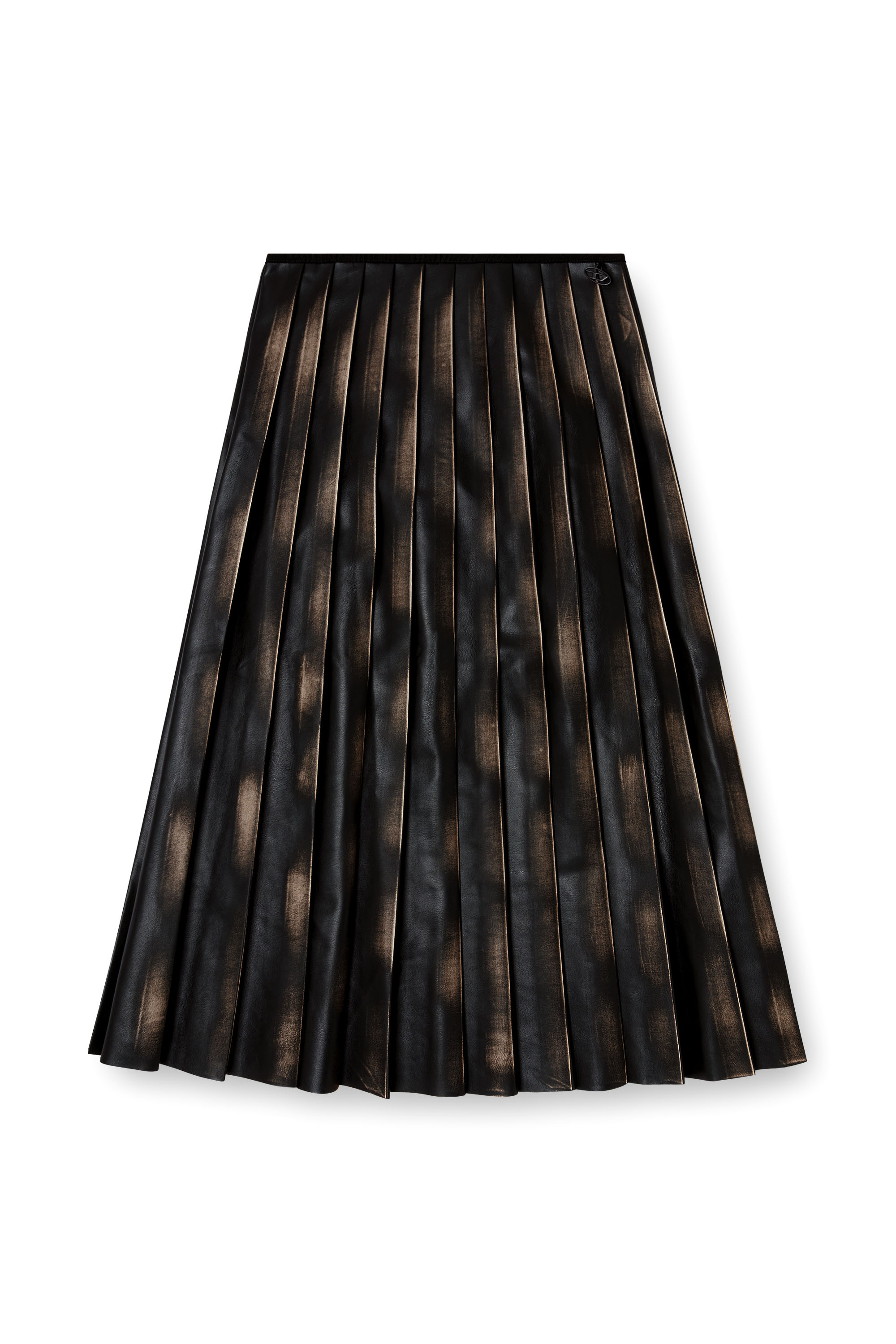 Diesel - O-SAKA, Woman's Distressed pleated midi skirt in Black/Brown - 3