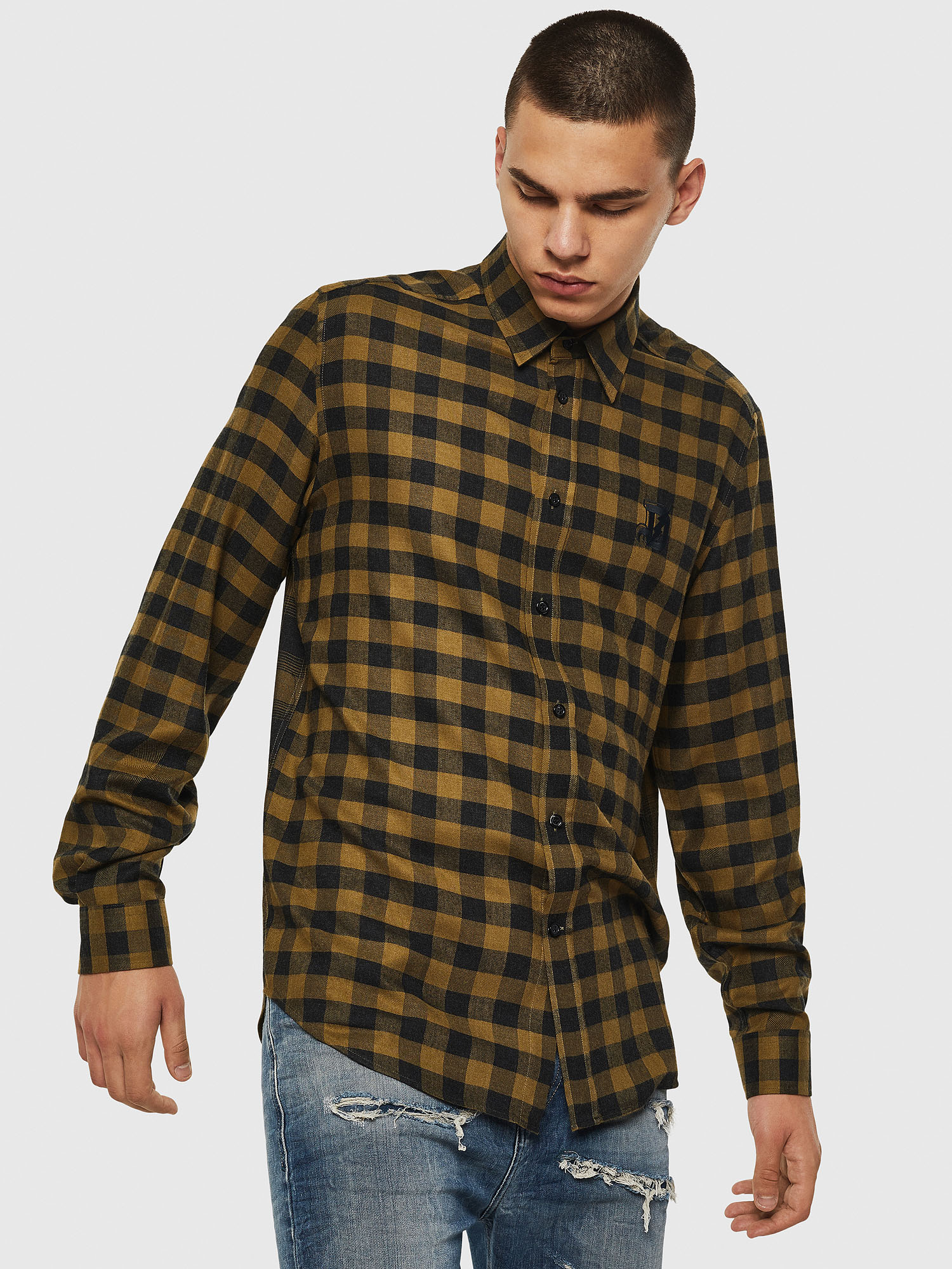 S-VEN-CHECK, Green/Black Diesel - S-VEN-CHECK, Green/Black - Shirts - Image 1