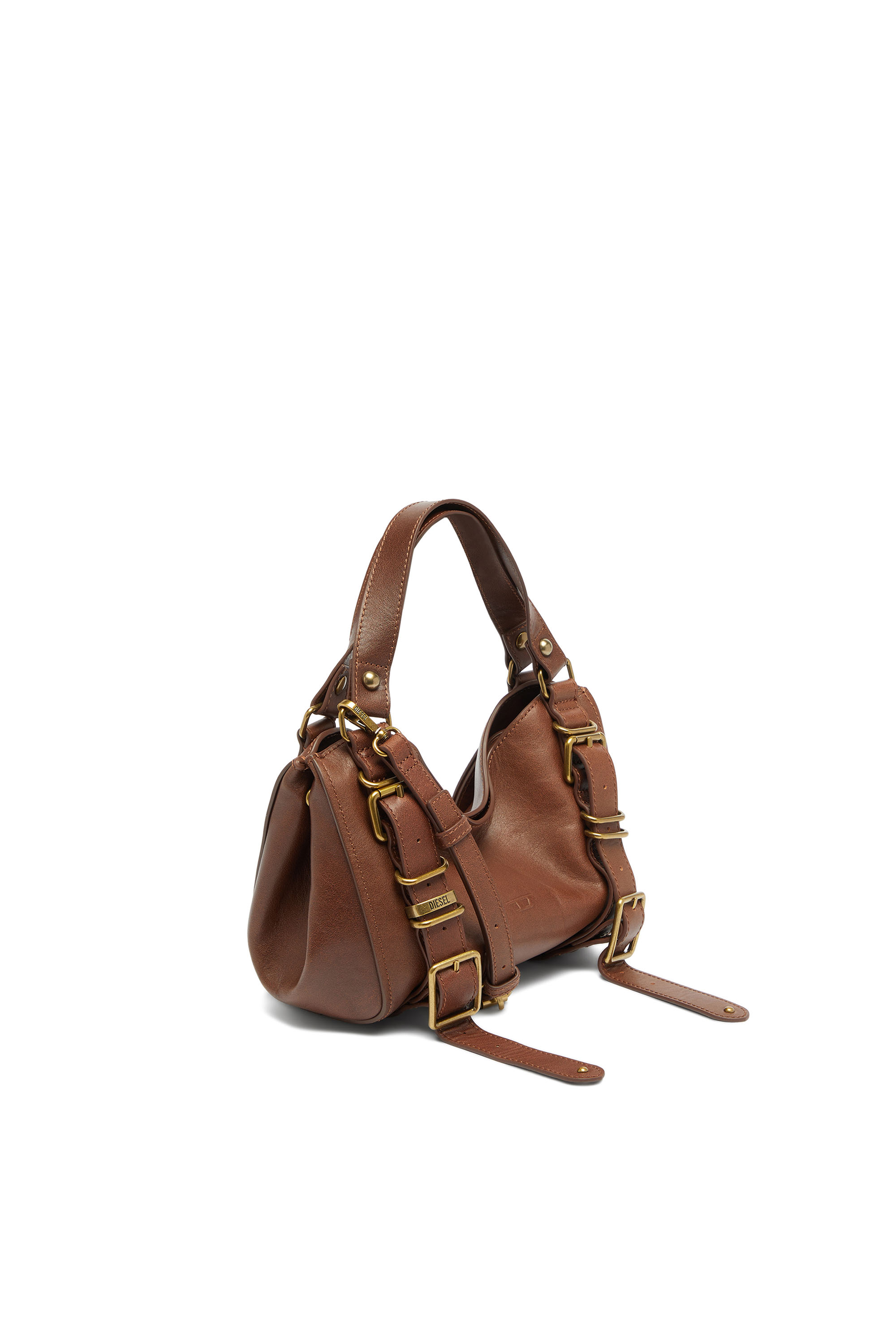 Diesel - D-ONE TOPHANDLE S, Woman's D-One-Small top-handle bag in treated leather in Brown - 4