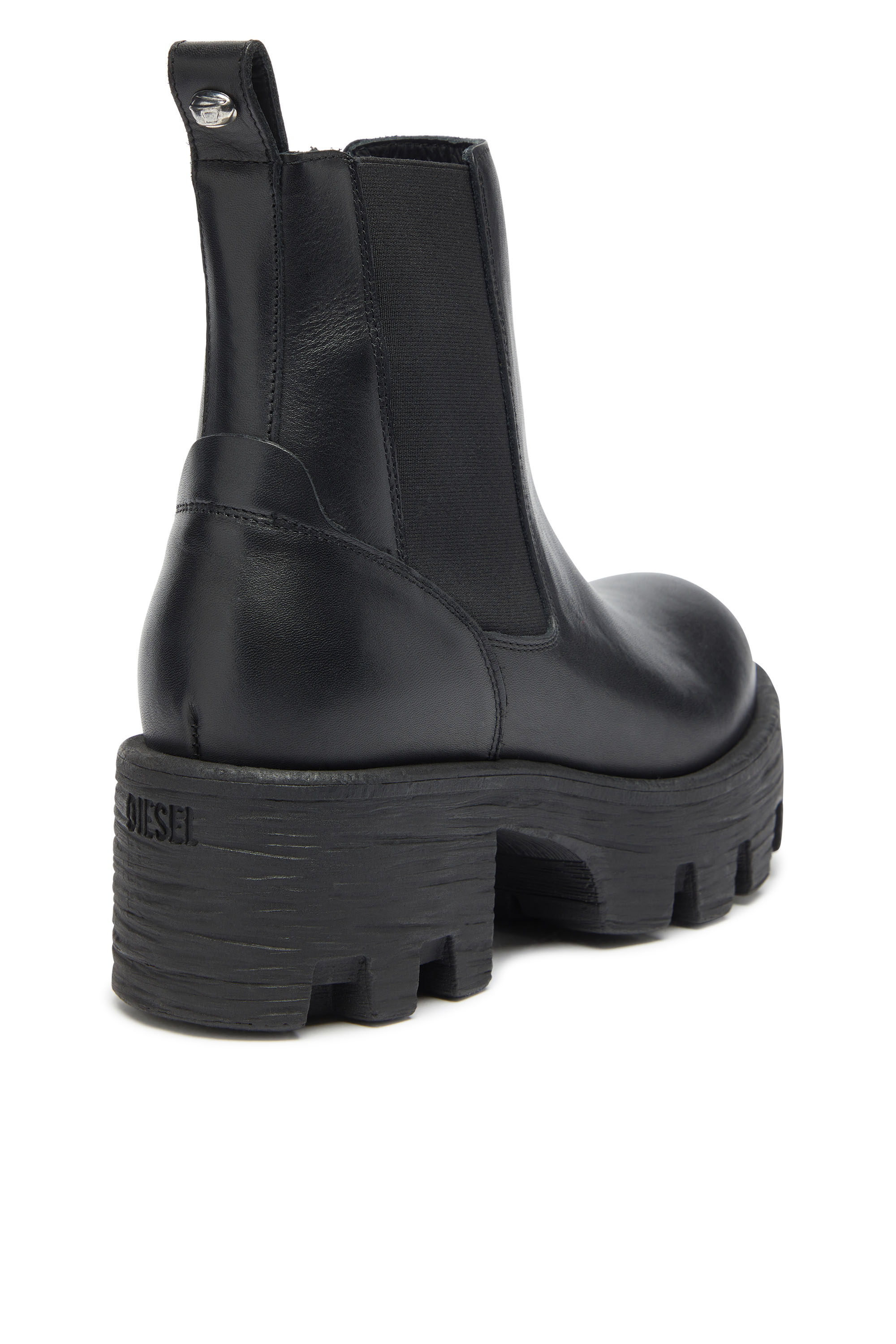 Diesel - D-HAMMER CHUNKY W, Woman's D-Hammer - Chelsea boots in leather with lug sole in Black - 4