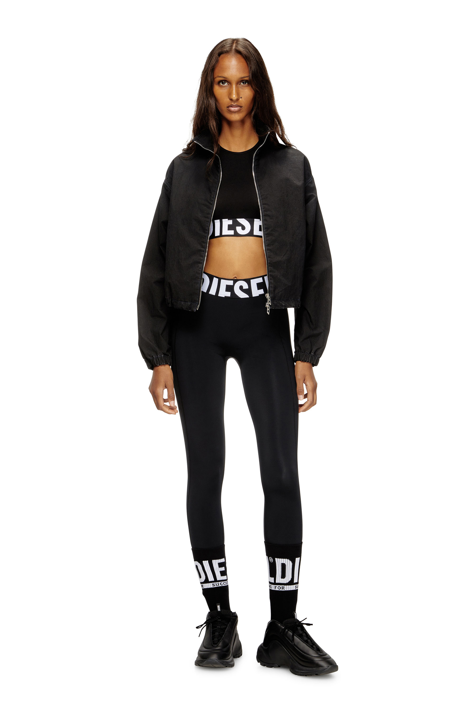 Women's Cropped tank top with cut-off logo | Black | Diesel