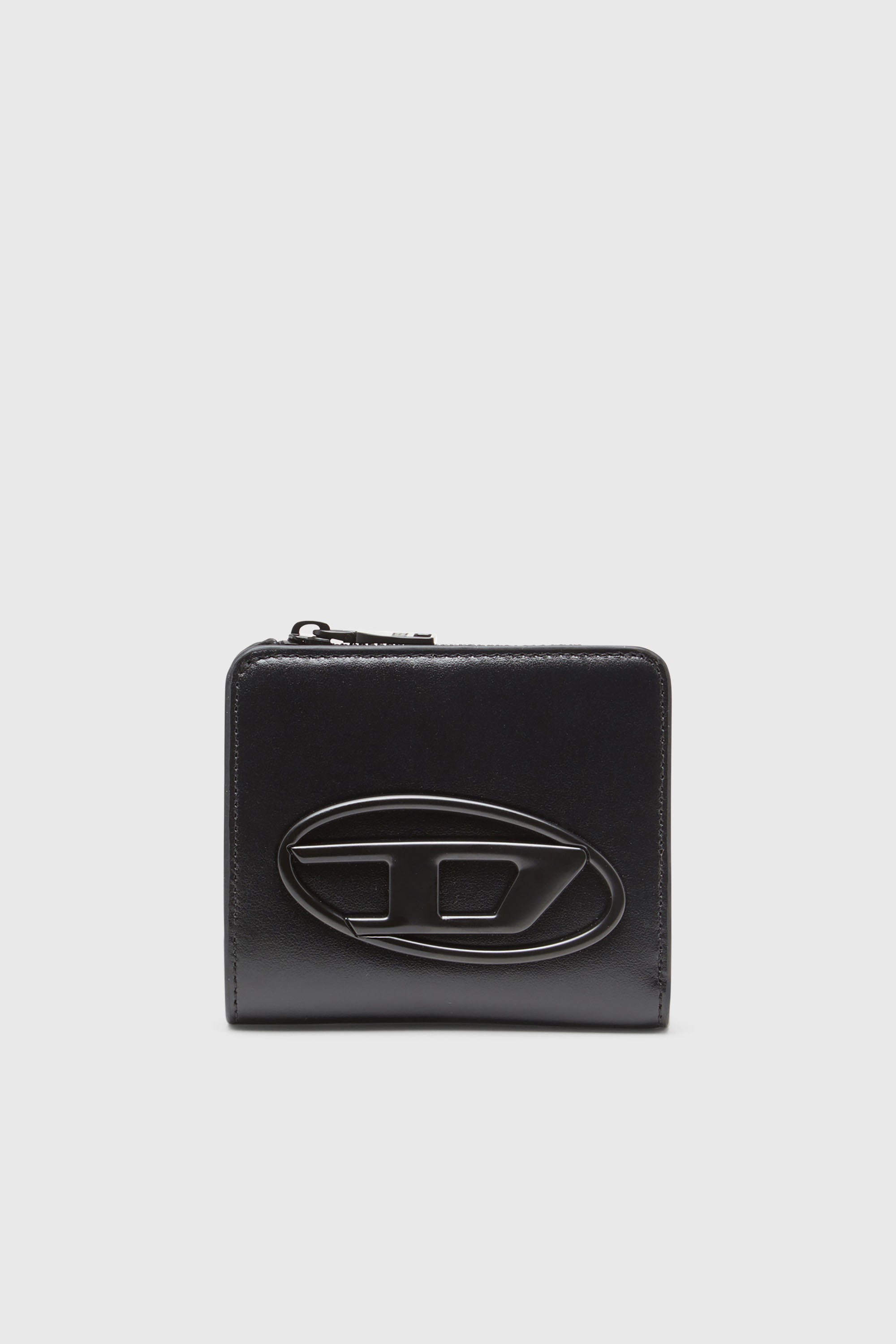 Diesel - HOLI -D BI FOLD ZIP L, Man's Zipped leather card holder in Black - 1