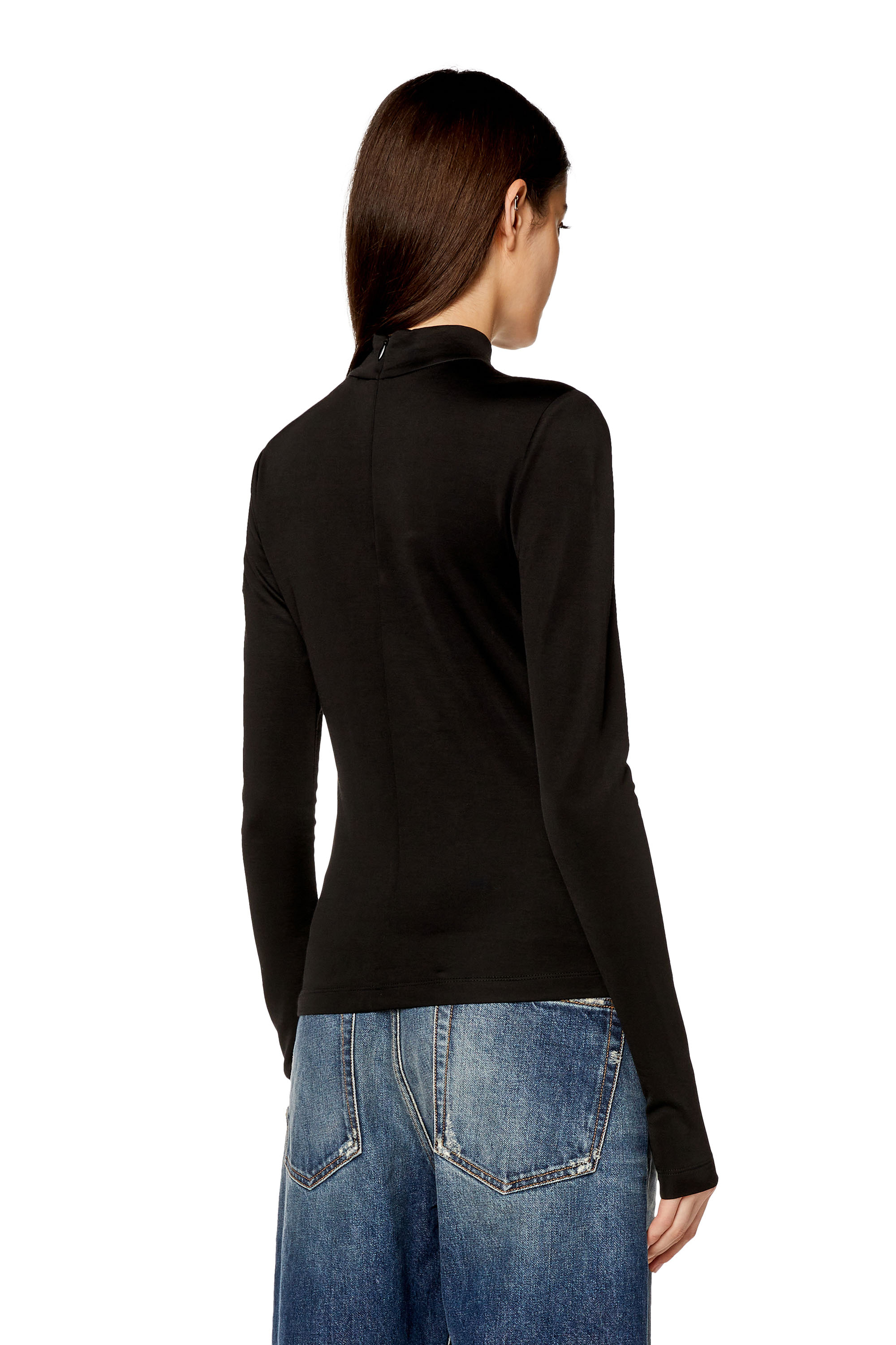 Women's Mock-neck top in stretch interlock | Black | Diesel