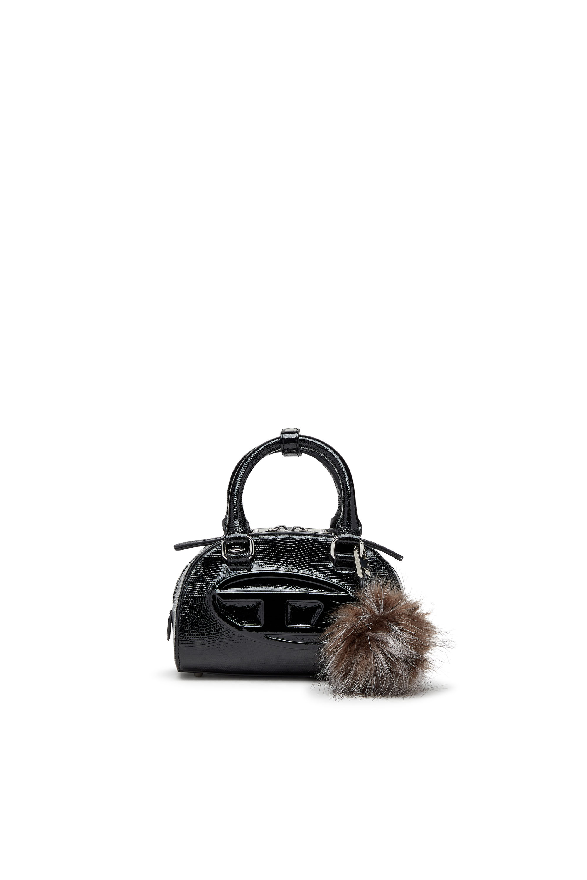 Diesel - 1DR DOME CROSSBODY, Woman's 1DR Dome-Mini bowling bag in embossed leather in Black - 1