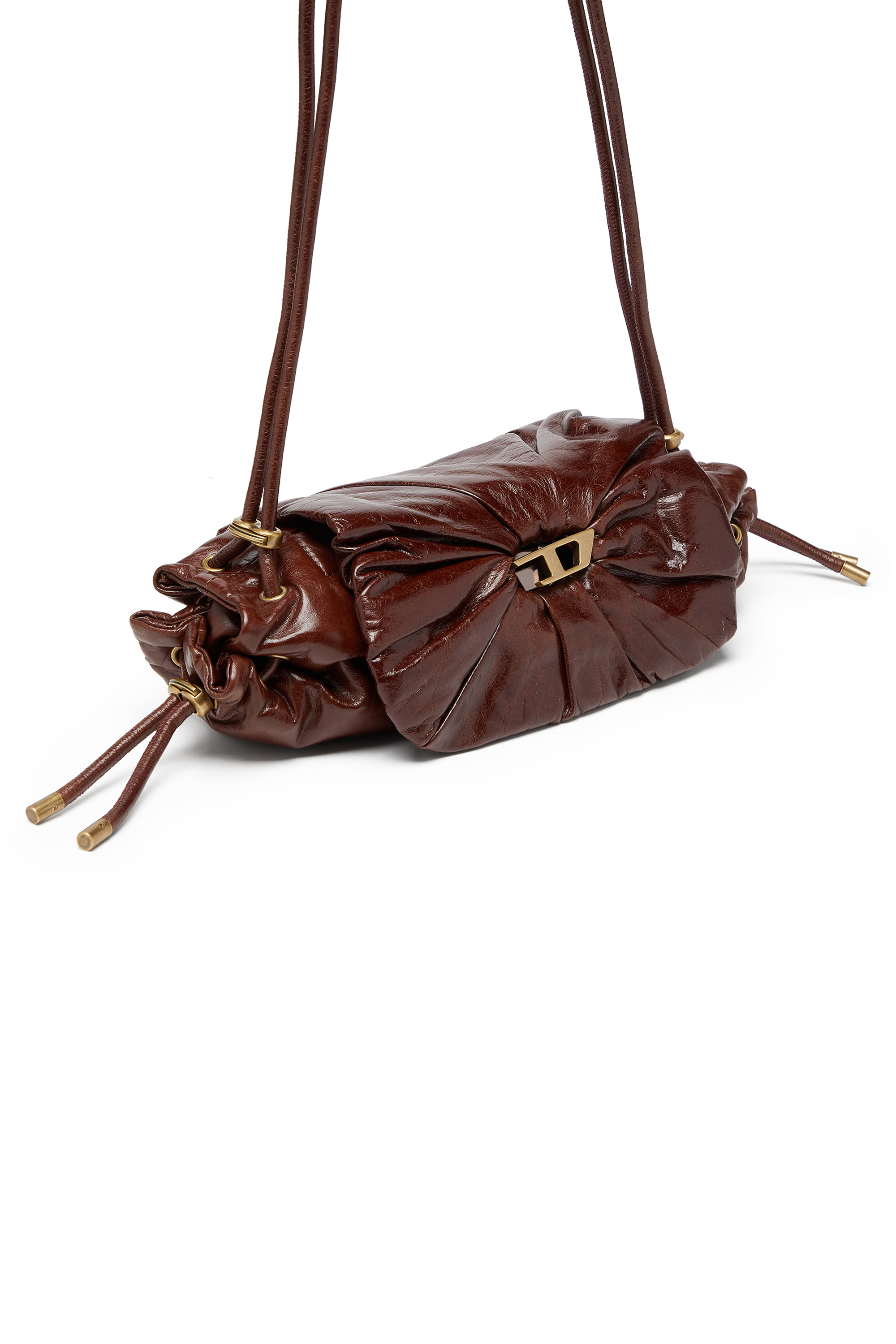 Diesel - SCRUNCH-D SHOULDER S, Woman's Scrunch-D S-Shoulder bag in scrunched leather in Brown - 5