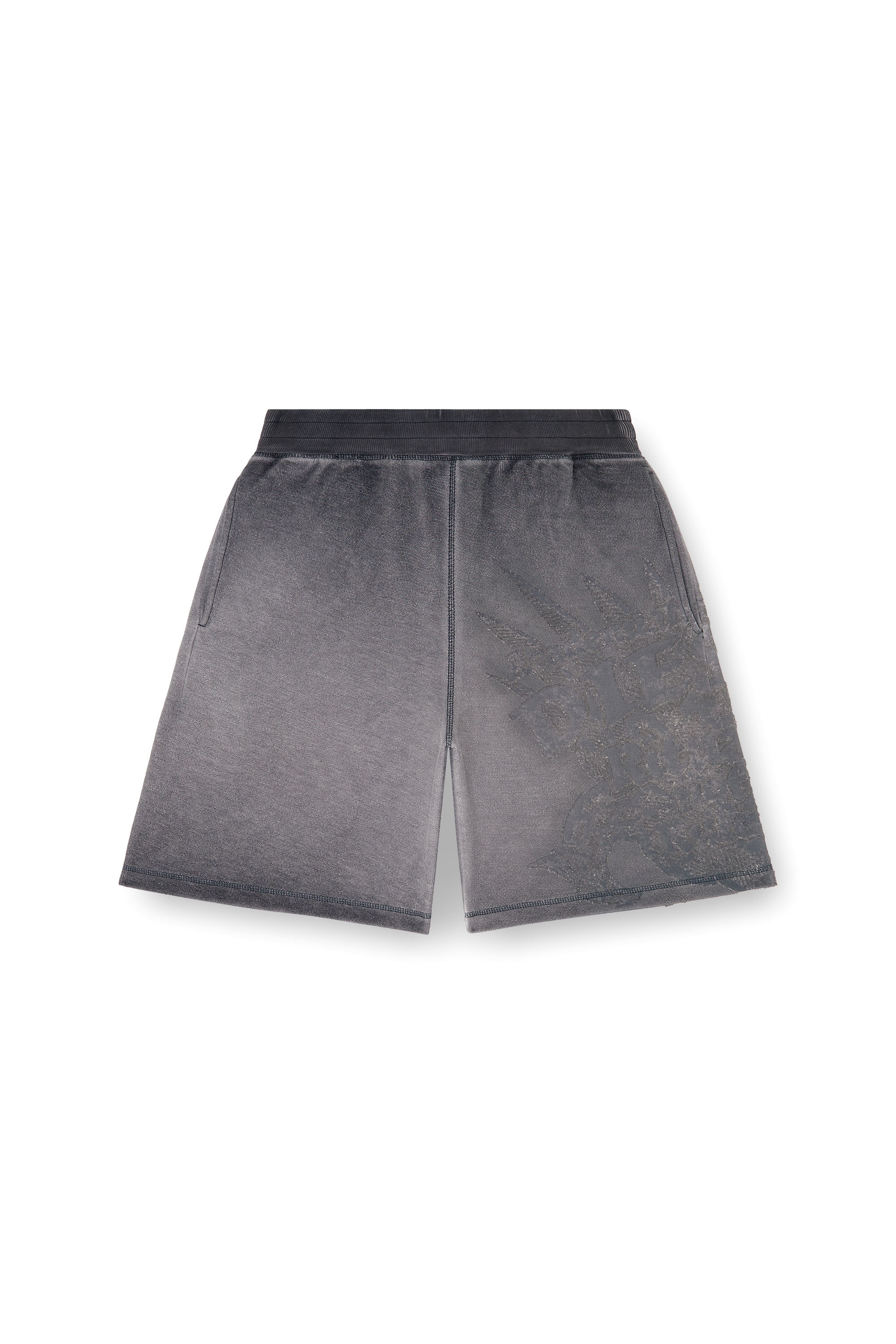 Diesel - P-RAWCROW, Man's Sweatshorts with d&eacute;vor&eacute; motifs in null - 3