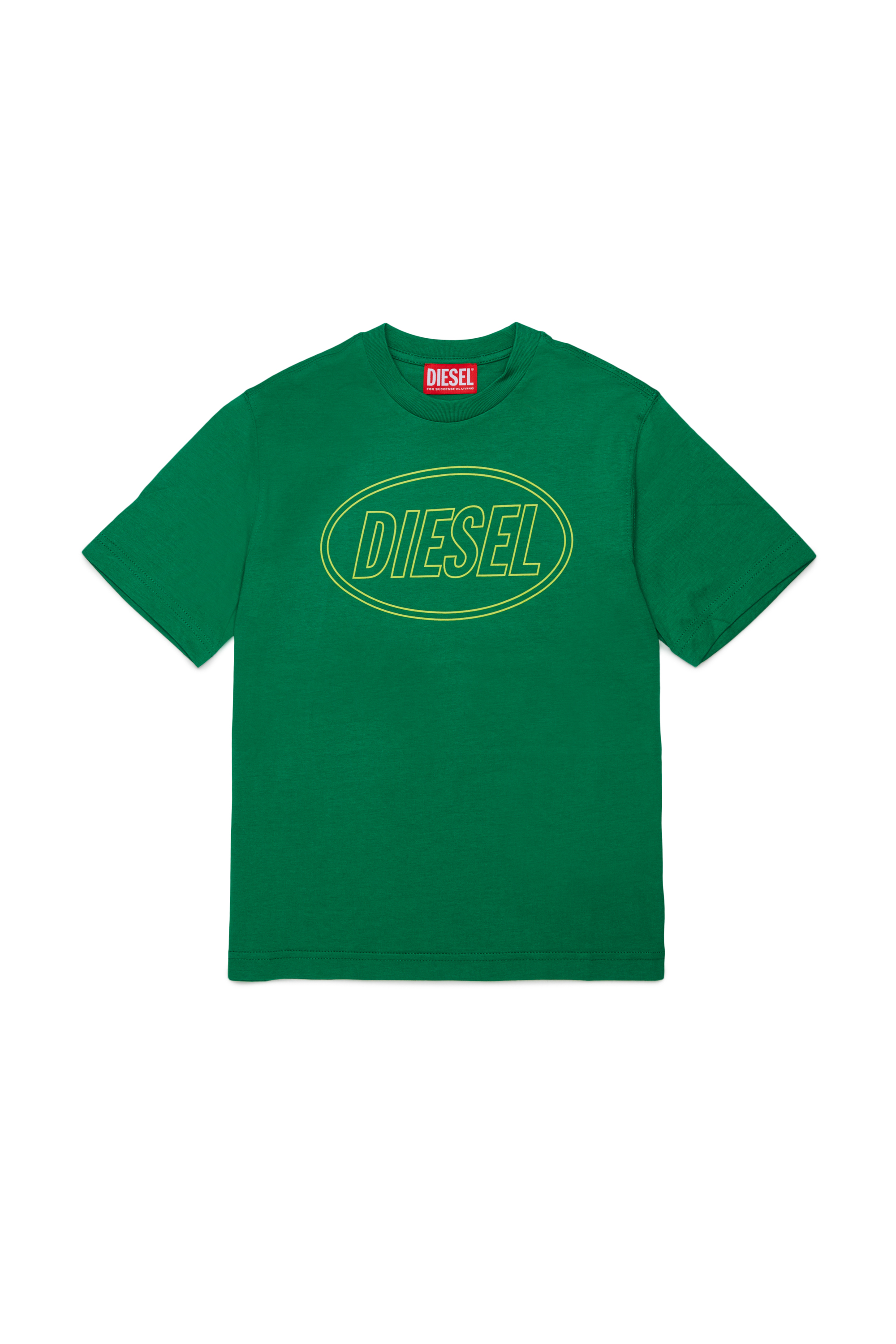 Diesel - TCIRCLE OVER, Man's Cotton T-shirt with Diesel print in Green - 1