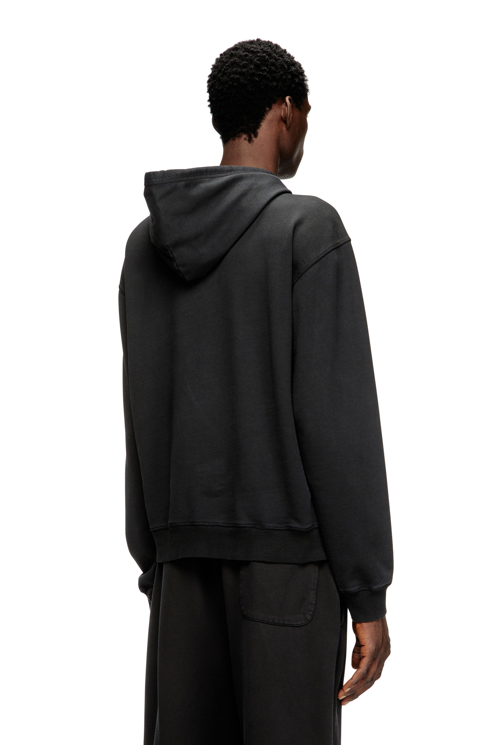 Diesel - S-NORM-HOOD-IOD, Man's Cotton hoodie with metallic Oval D in Black - 2
