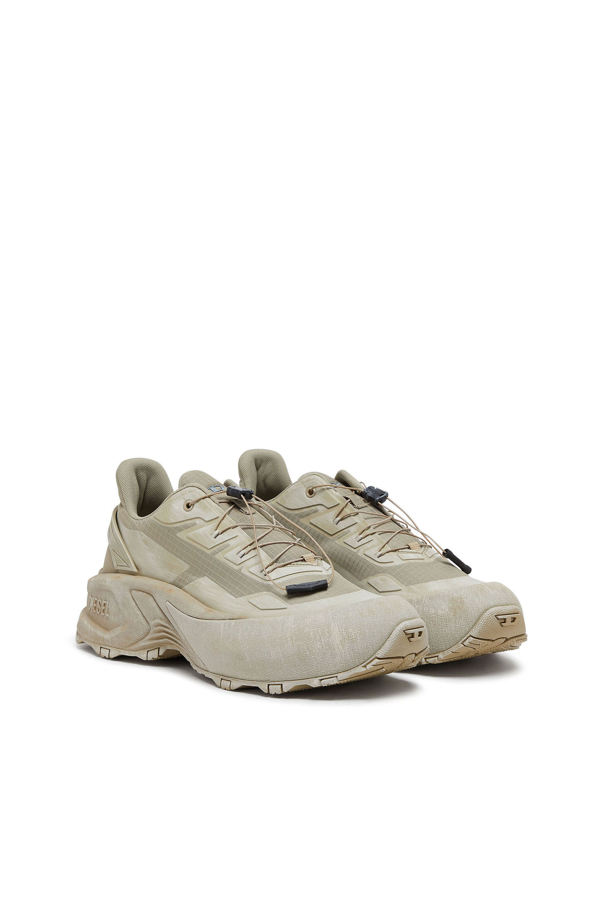 Diesel - D-CAGE RUNNER, Man's D-Cage-Distressed chunky sneakers in ripstop in Military Green - 2
