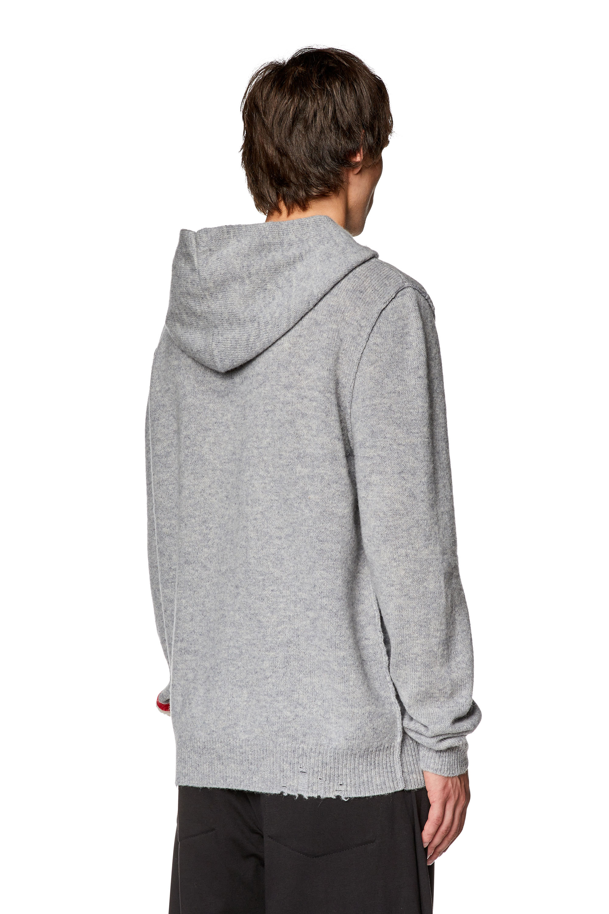 Diesel - K-TELENDO, Man Wool hoodie with cut-up logo in Grey - Image 4
