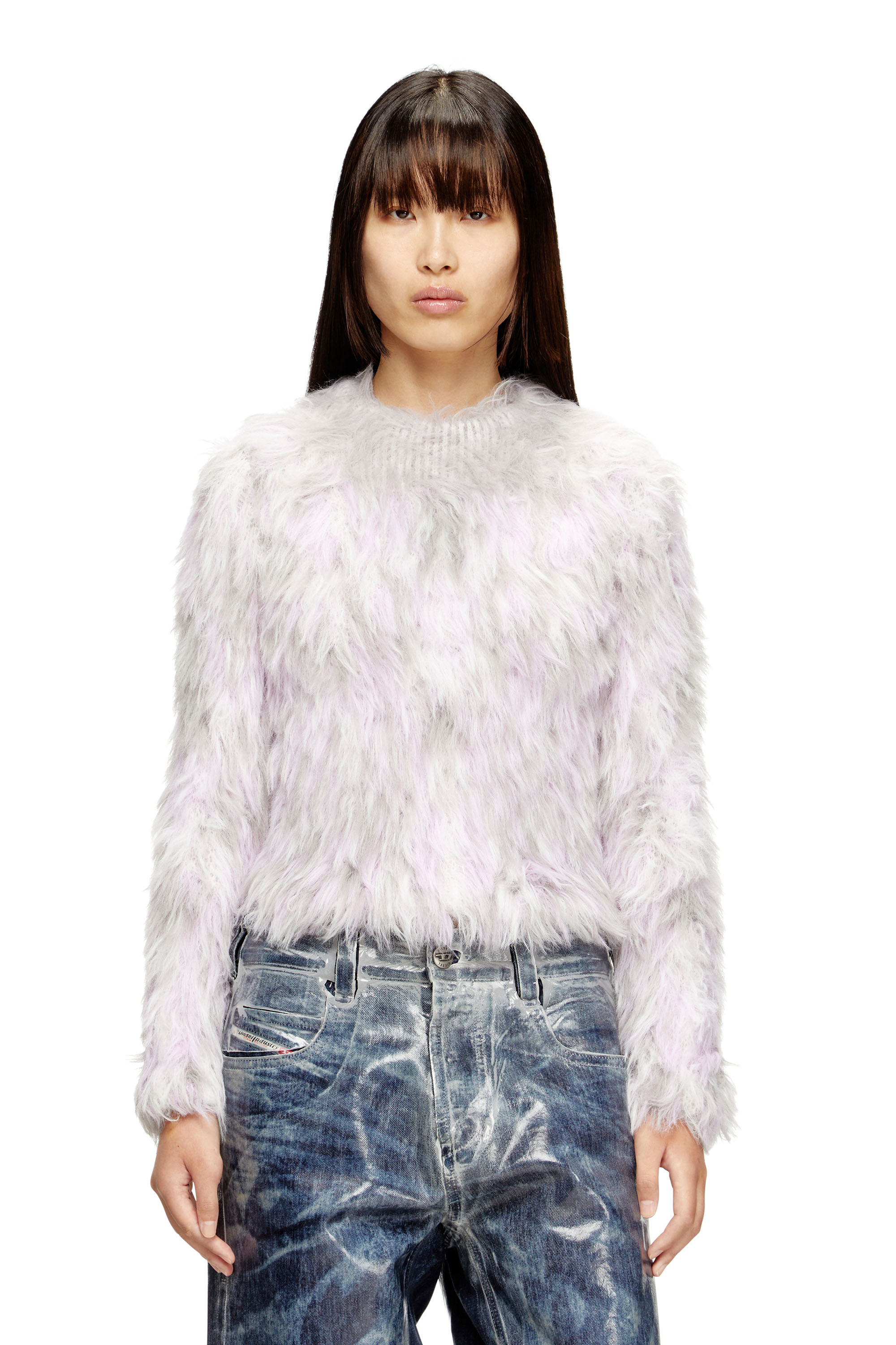 Diesel - M-ANNIKA, Woman's Fluffy jacquard-knit jumper in White - 1