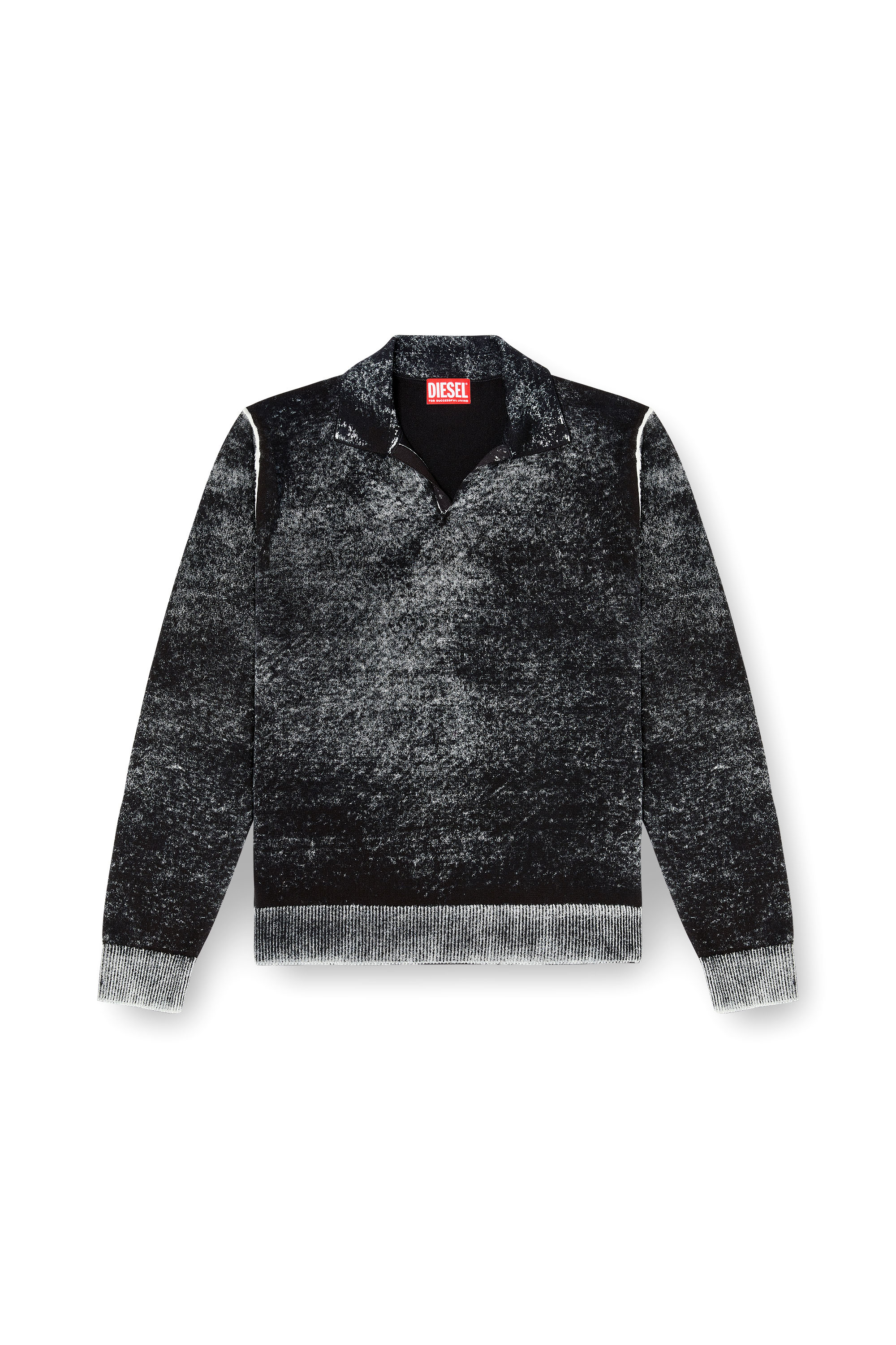 Diesel - K-LAWRENCE, Man's Polo jumper with faded reverse print in Grey/Black - 5