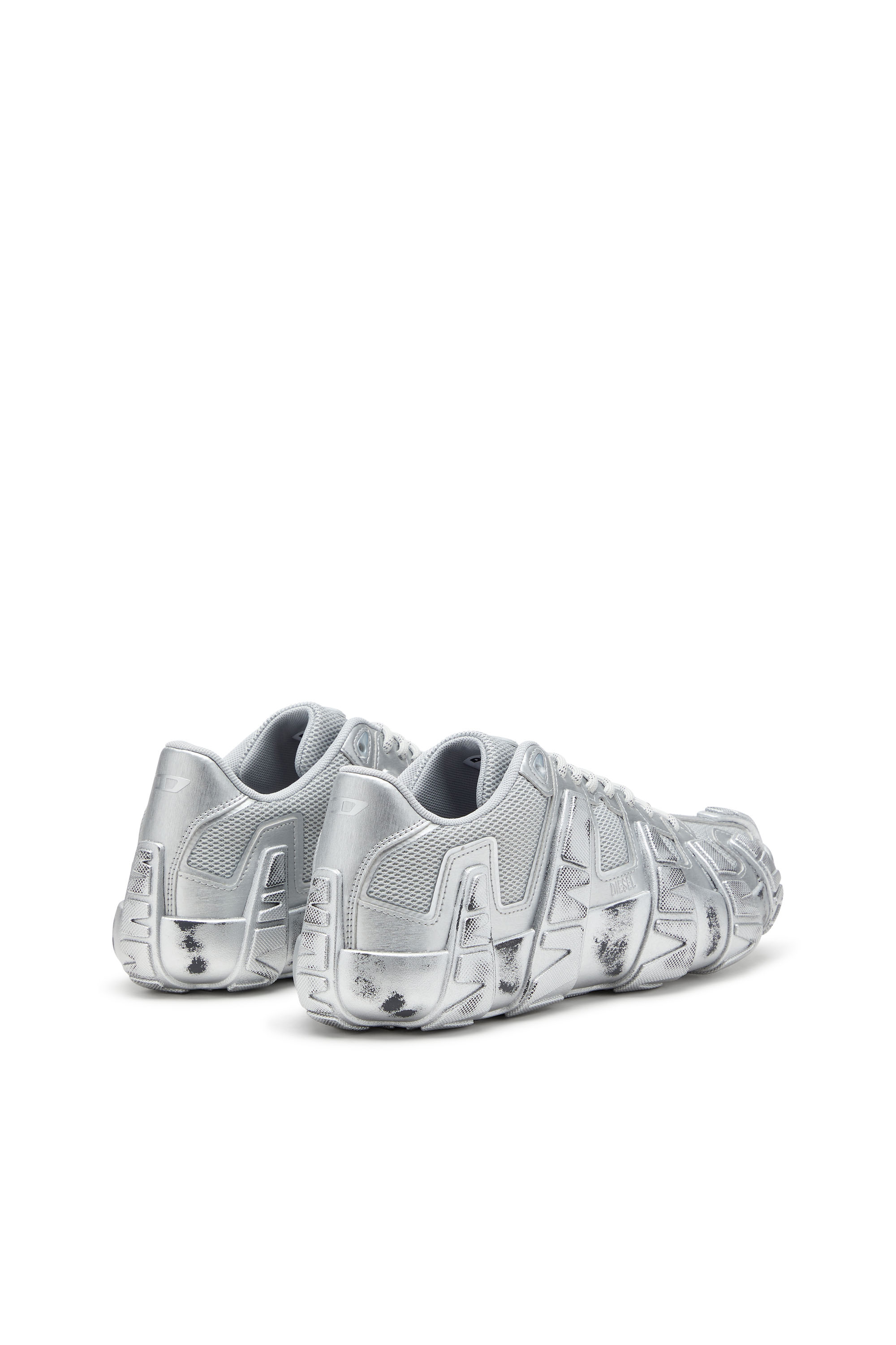 Diesel - S-D-GRIFFE LOW, Man's S-D-Griffe-Metallic sneakers in mesh and PU in Silver - 3