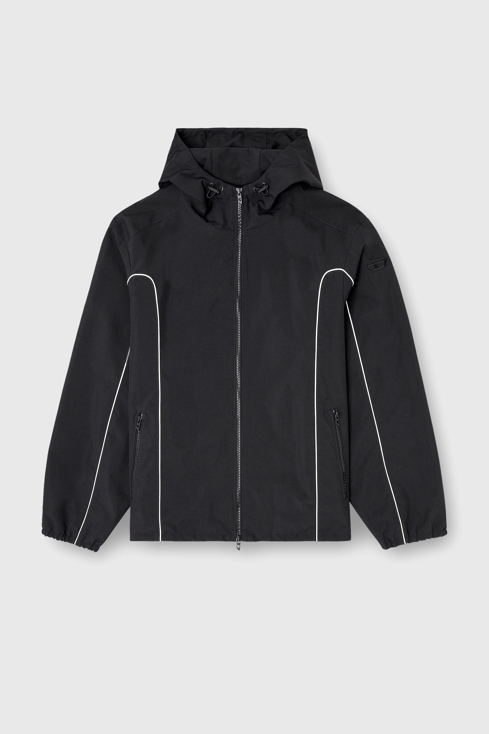 Diesel - J-HIVES-WRD, Man's Windbreaker with contrast piping in Black - 2