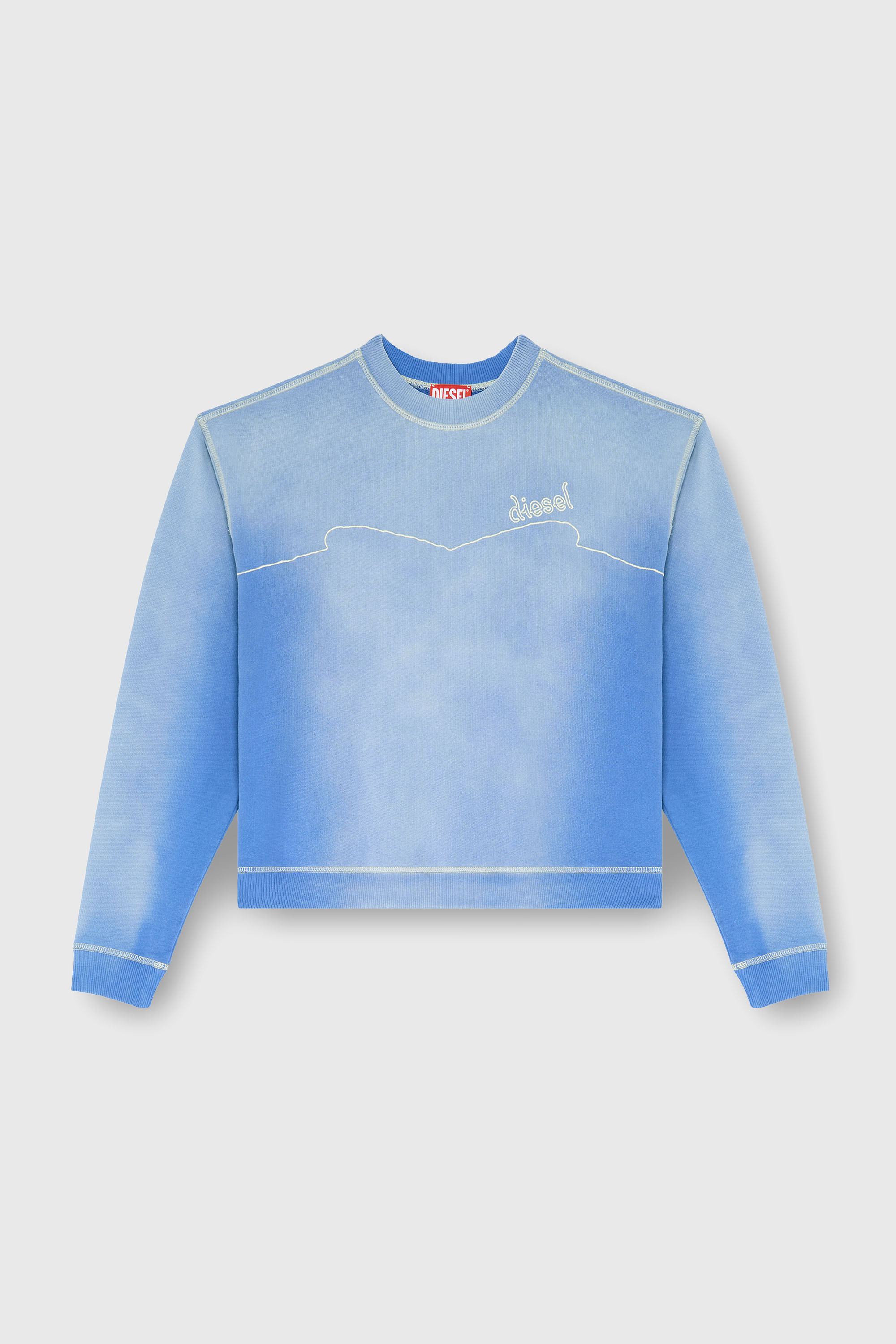 Diesel - F-CREW, Woman's Cotton sweatshirt with logo embroidery in Light Blue - 2