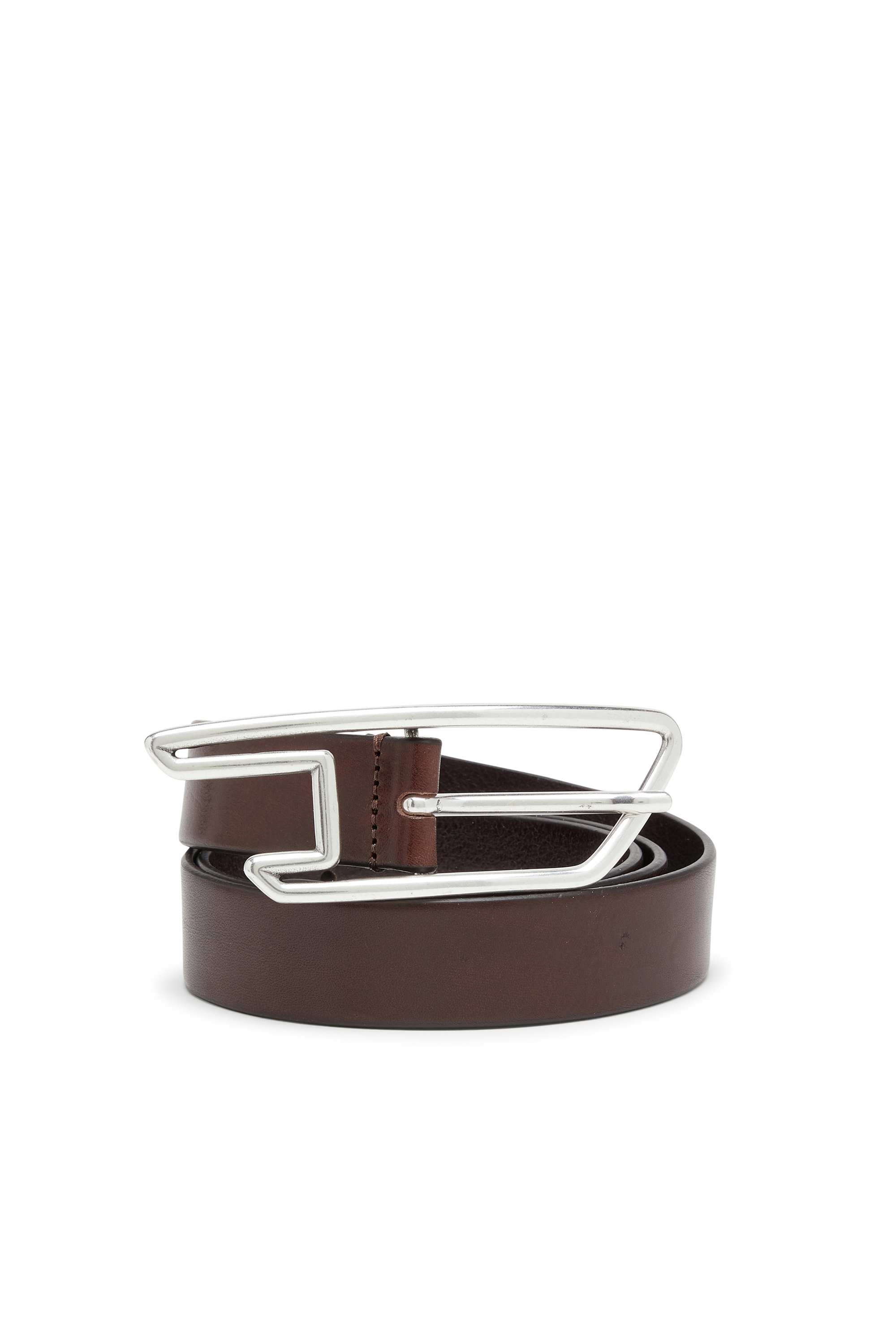 Diesel - B-D LINE 30, Unisex's 3cm leather belt with D-logo buckle in Brown - 3