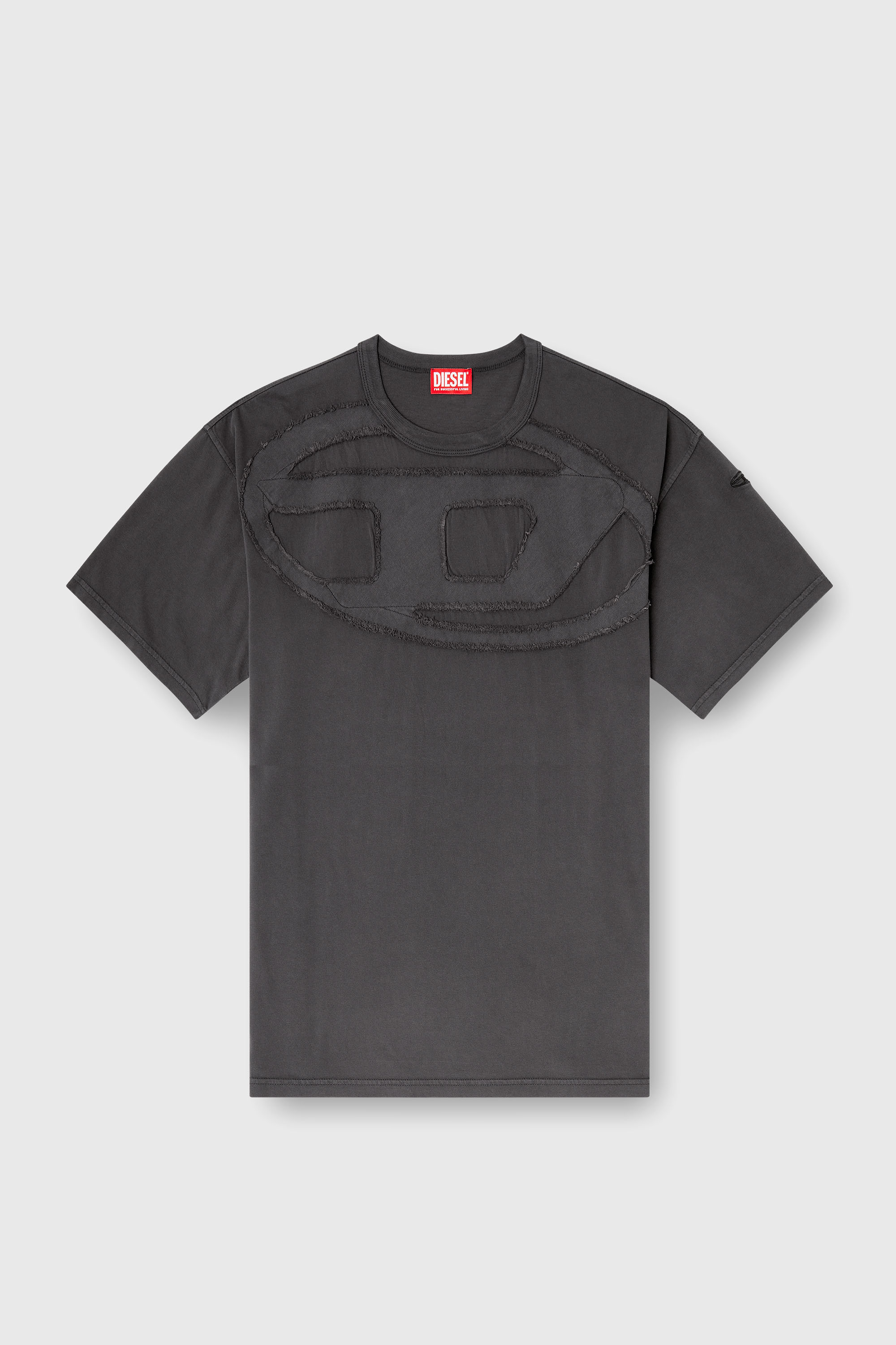 Diesel - T-BOXT-DEN, Man's Relaxed cotton T-shirt with Oval D applique in Grey - 2