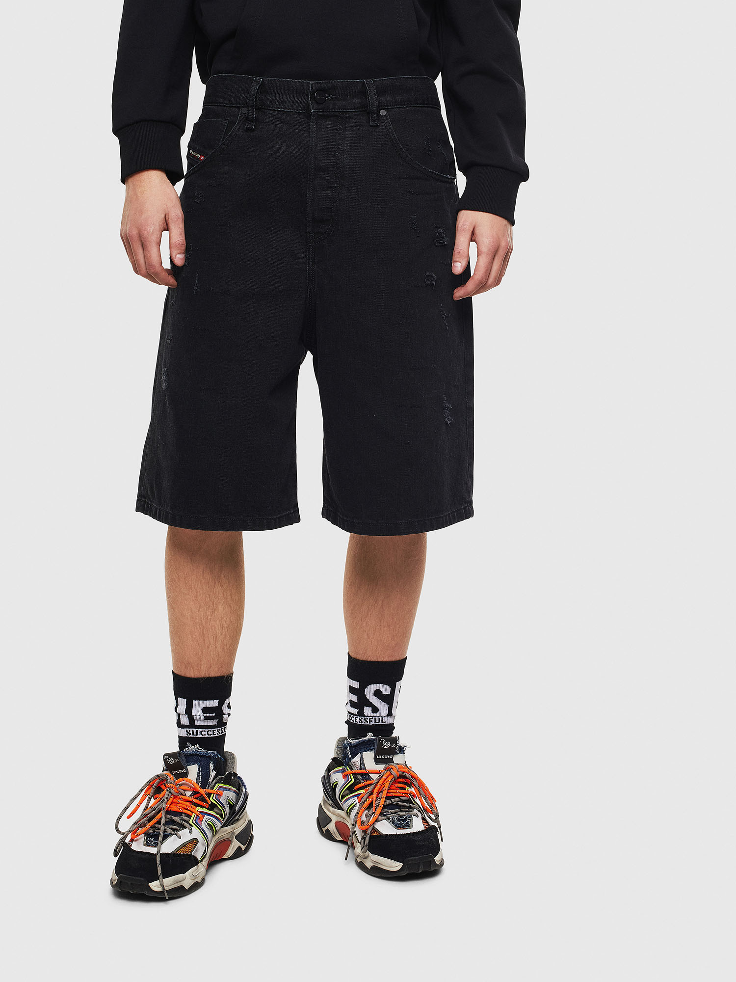 D-BRON, Black/Dark grey Diesel - D-BRON, Black/Dark grey - Shorts - Image 1