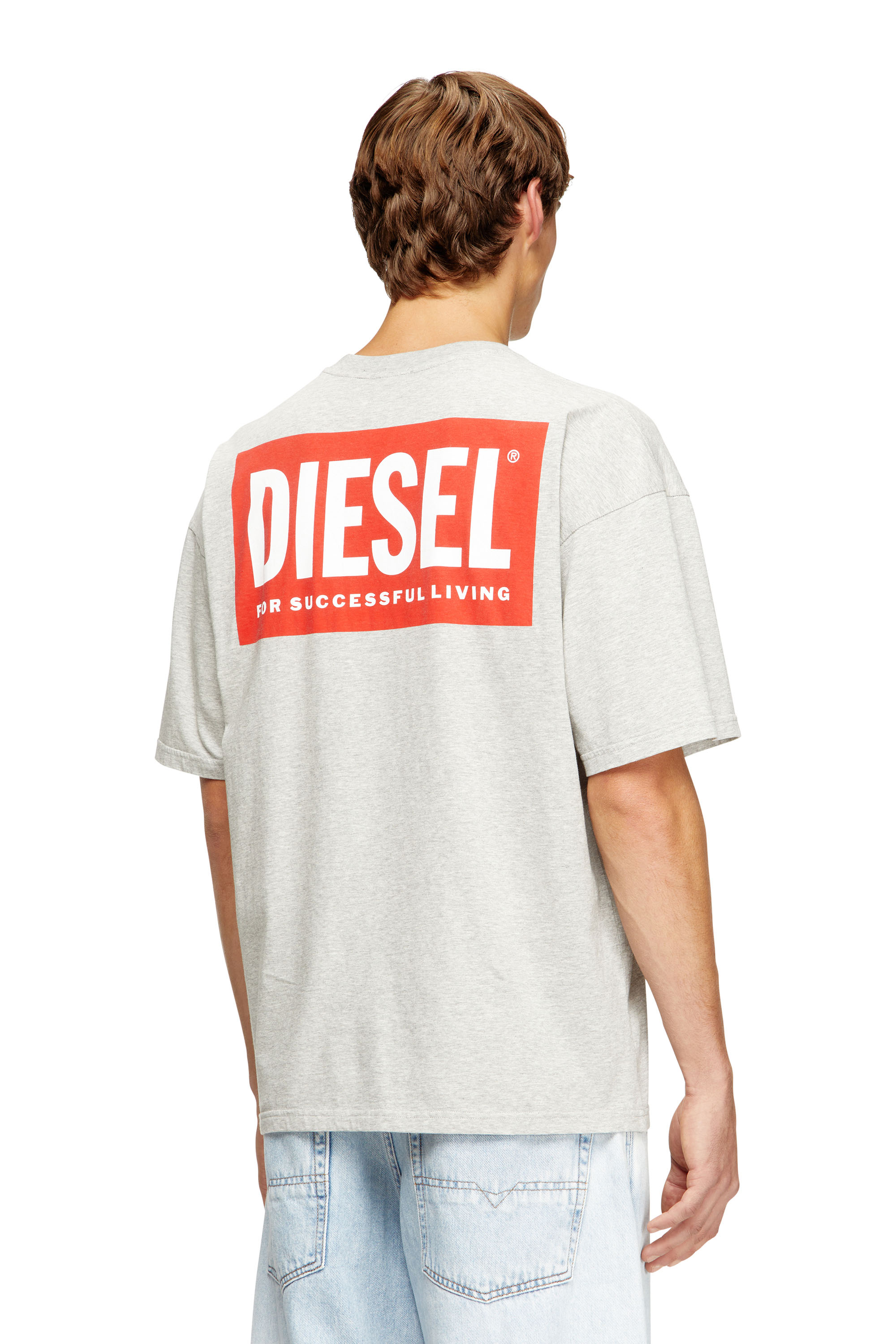Diesel - T-BOXT-BISK, Man's Cotton T-shirt with Diesel Biscotto print in Light Grey - 2