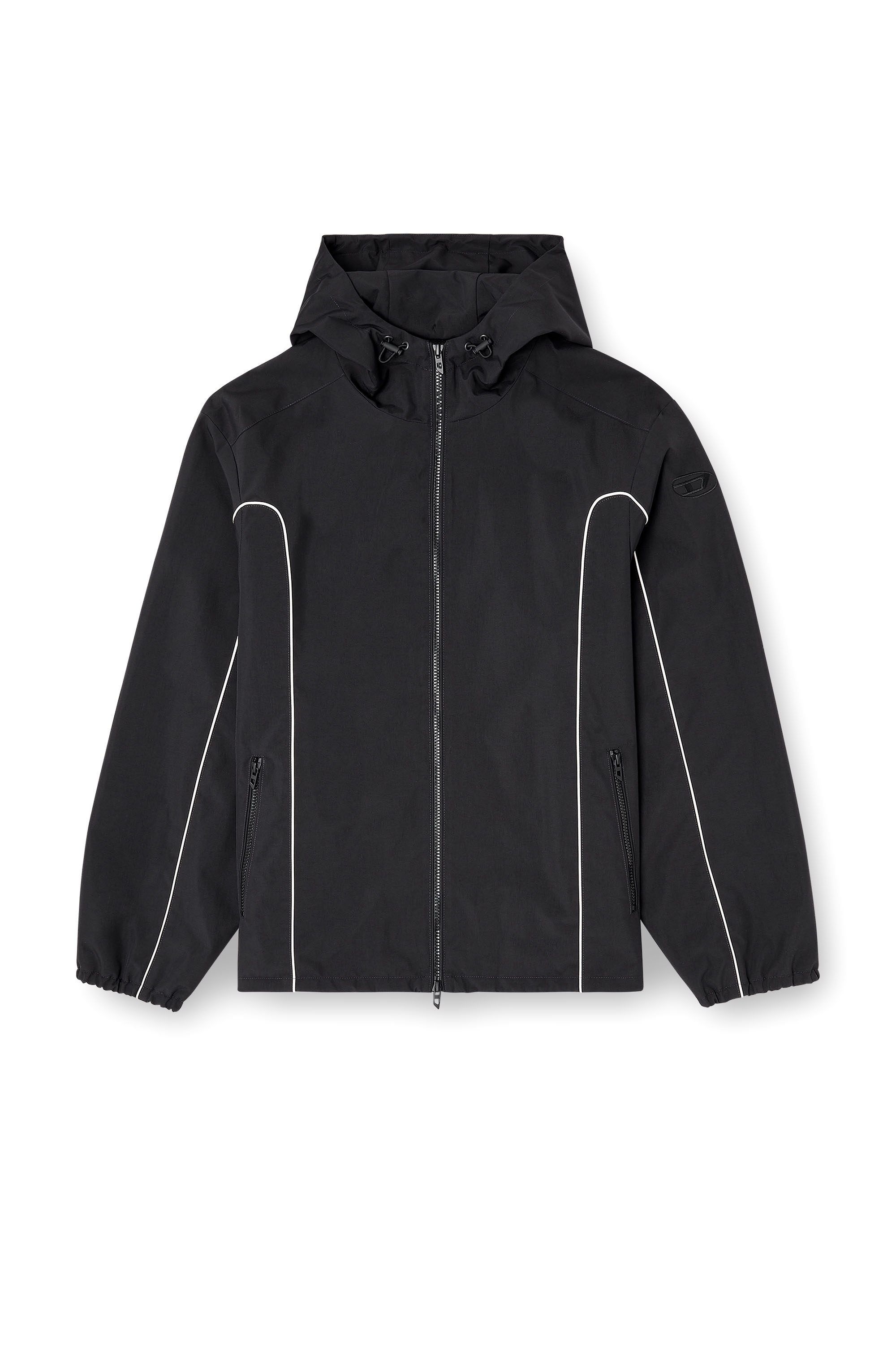 Diesel - J-HIVES-WRD, Man's Windbreaker with contrast piping in Black - 3
