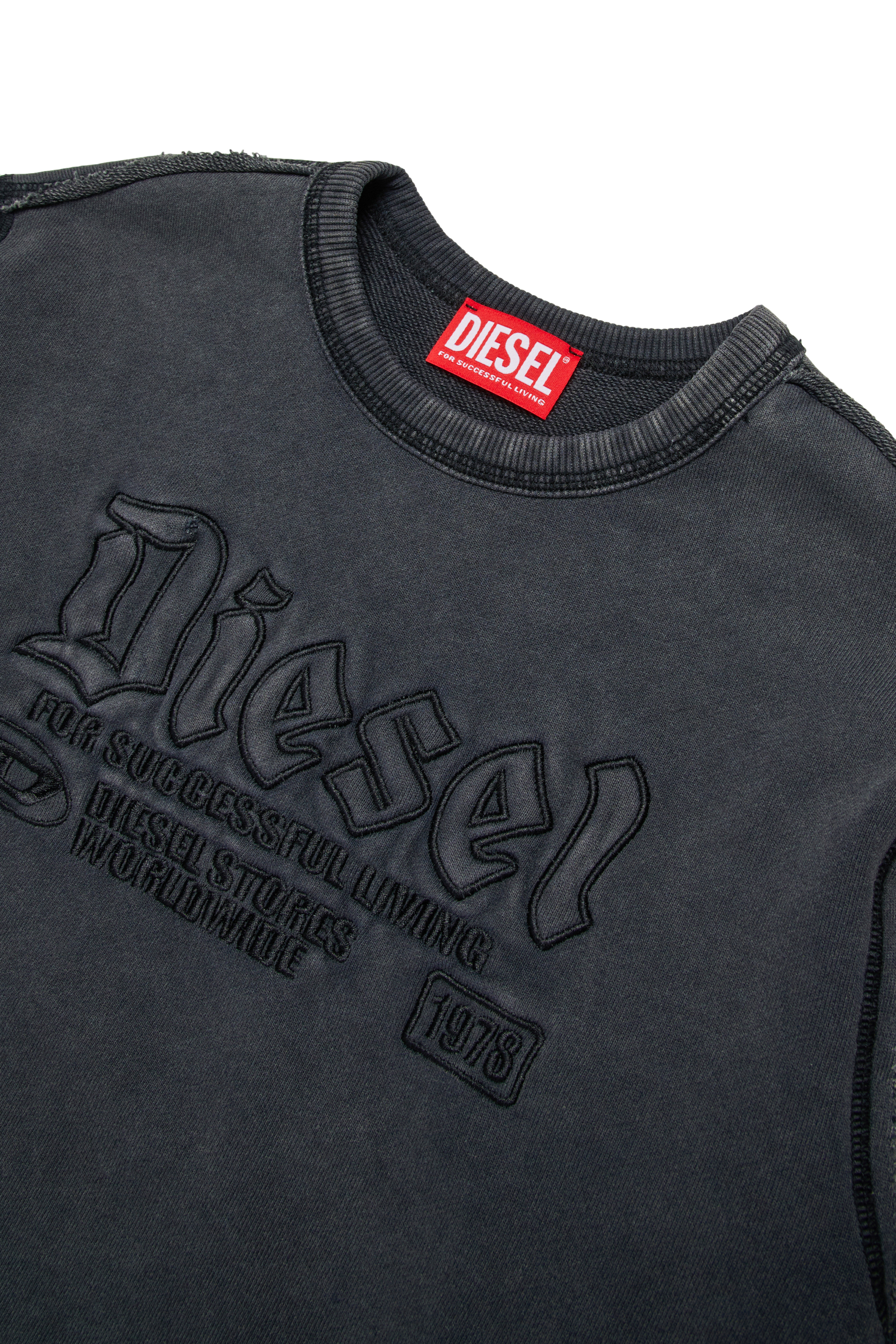 Diesel - SBOXTRAW OVER, Man's Cotton sweatshirt with embossed logo in Black - 3