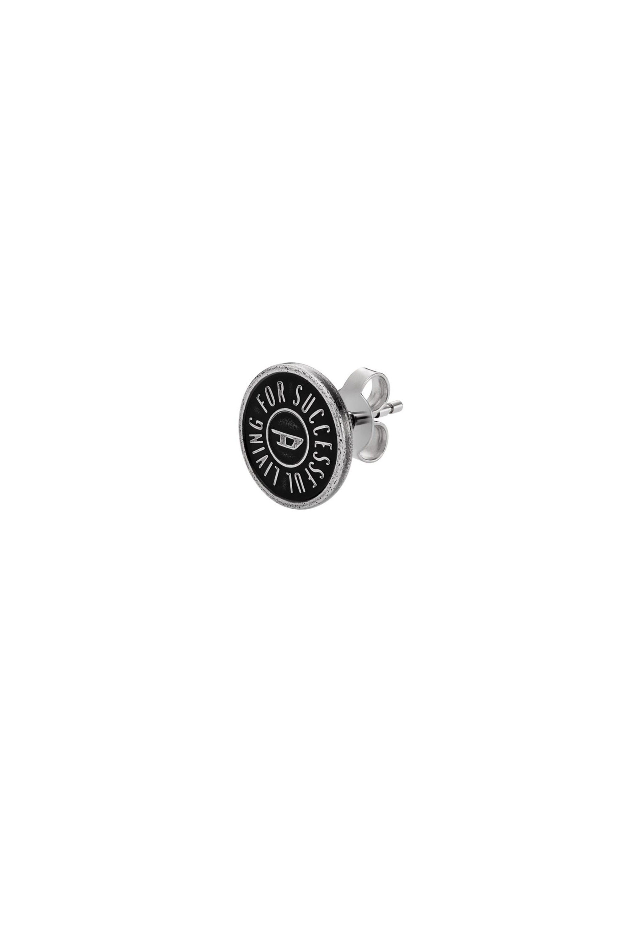 Diesel - DX1462, Man's Stainless steel stud earring in Silver/Black - 1