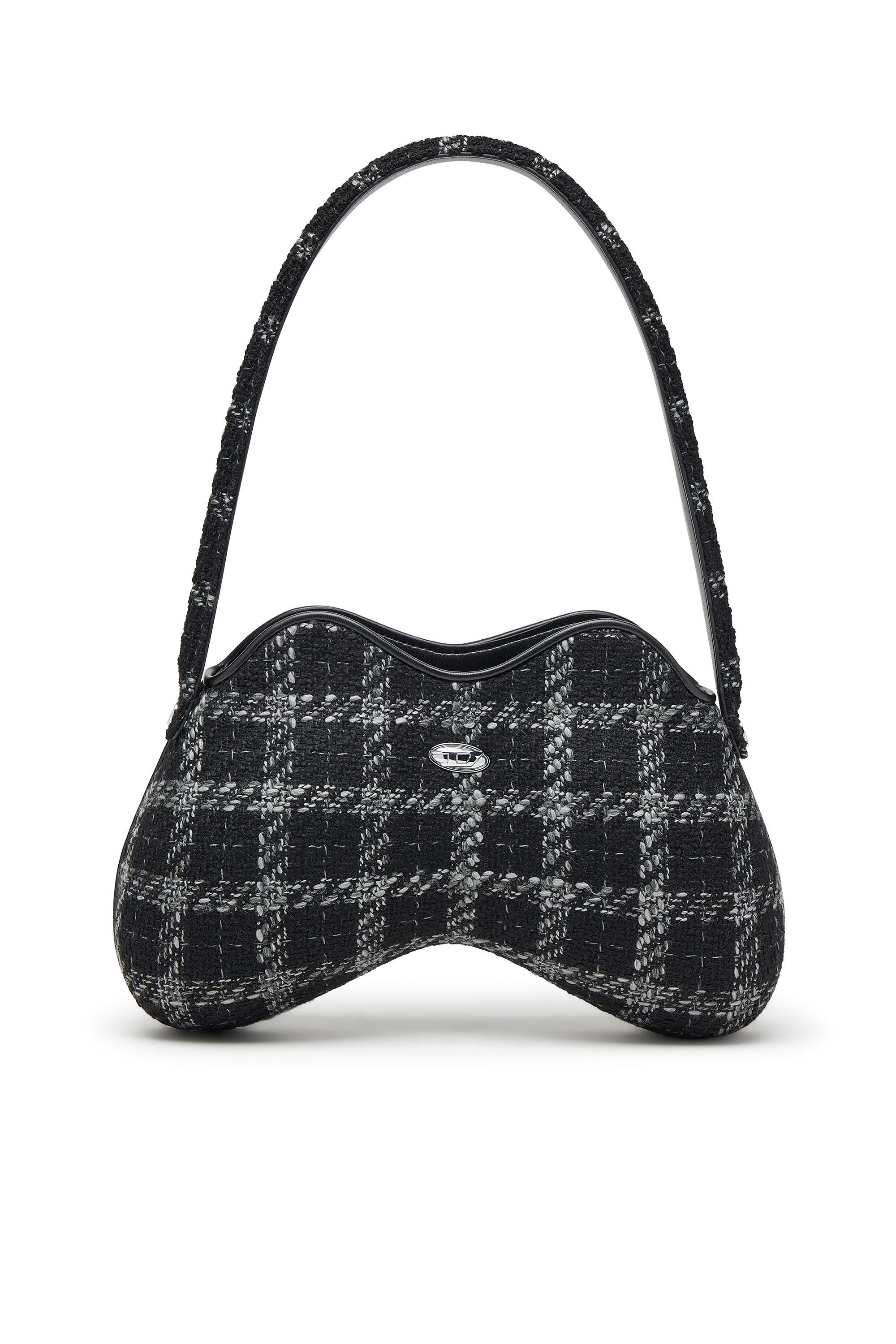 Diesel - DOUBLE-D SHOULDER, Woman's Double-D-Shoulder bag with houndstooth motif in Black - 1