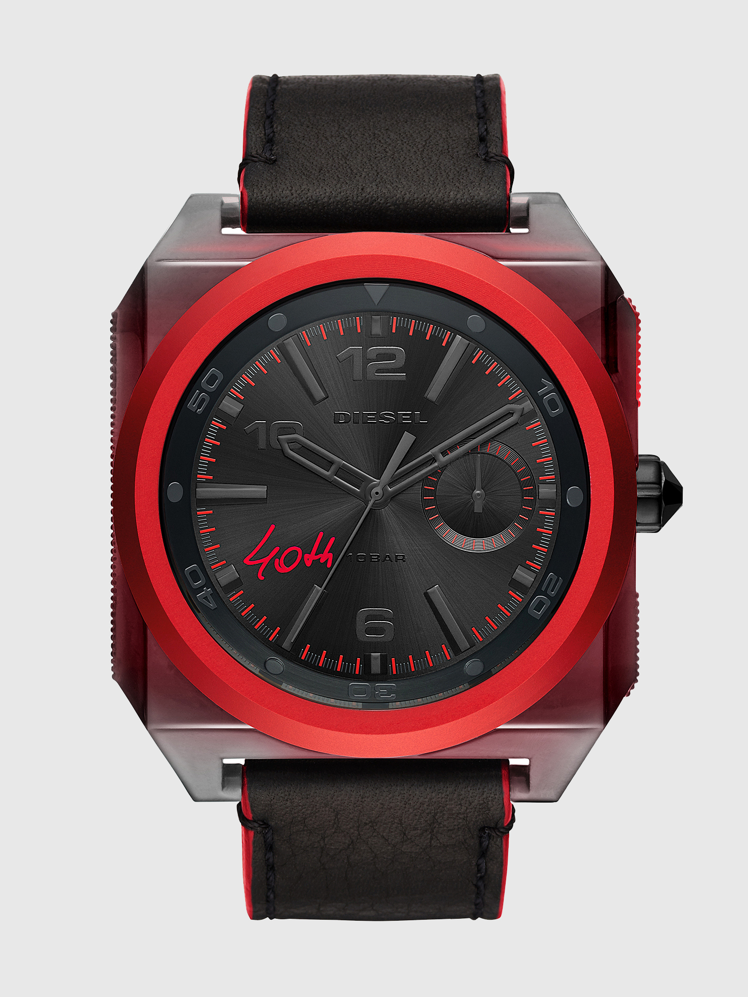 DZ1882 Man: 40th Anniversary black leather watch | Diesel