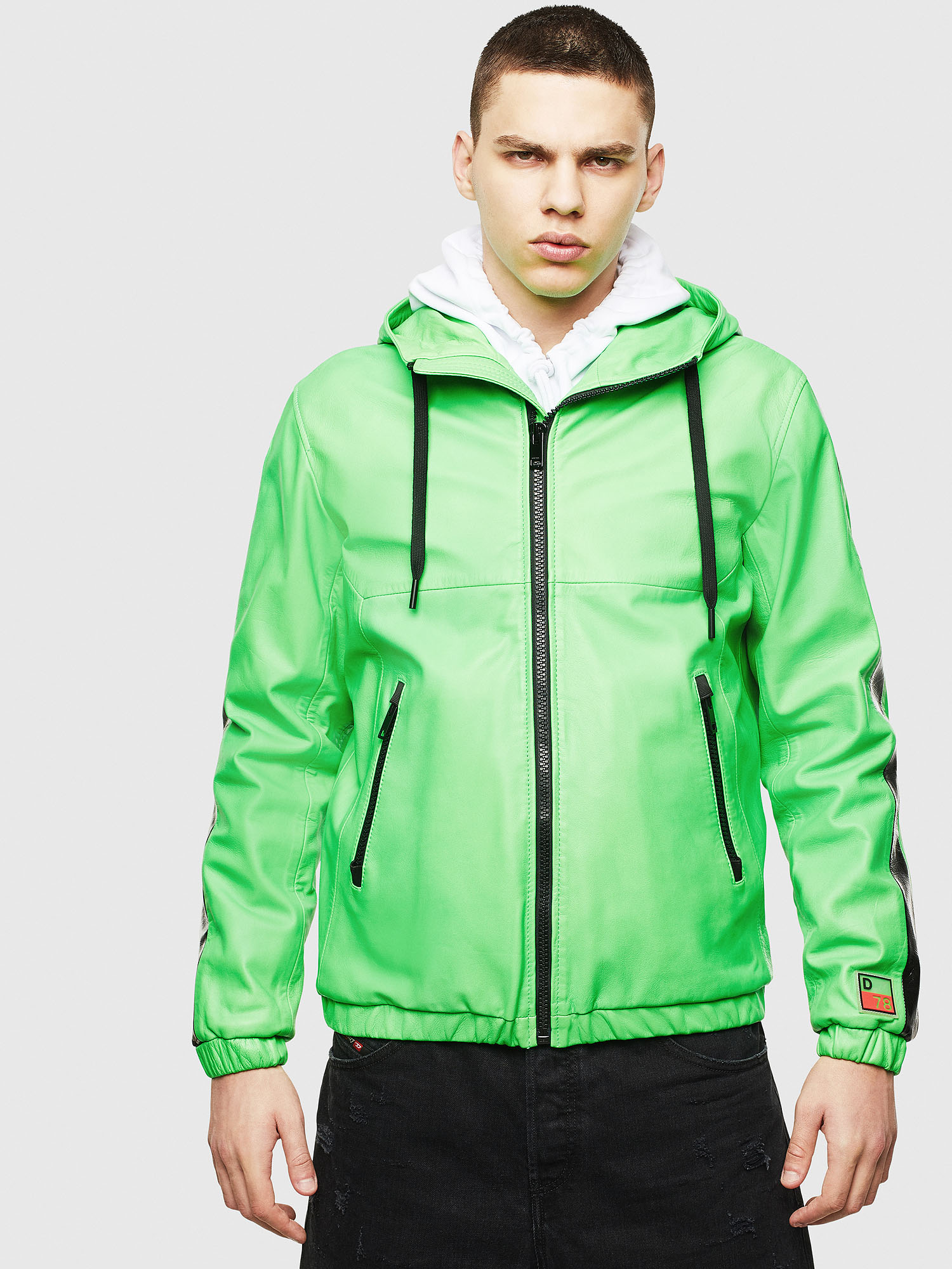 L-CARRSY, Green Fluo Diesel - L-CARRSY, Green Fluo - Leather jackets - Image 1