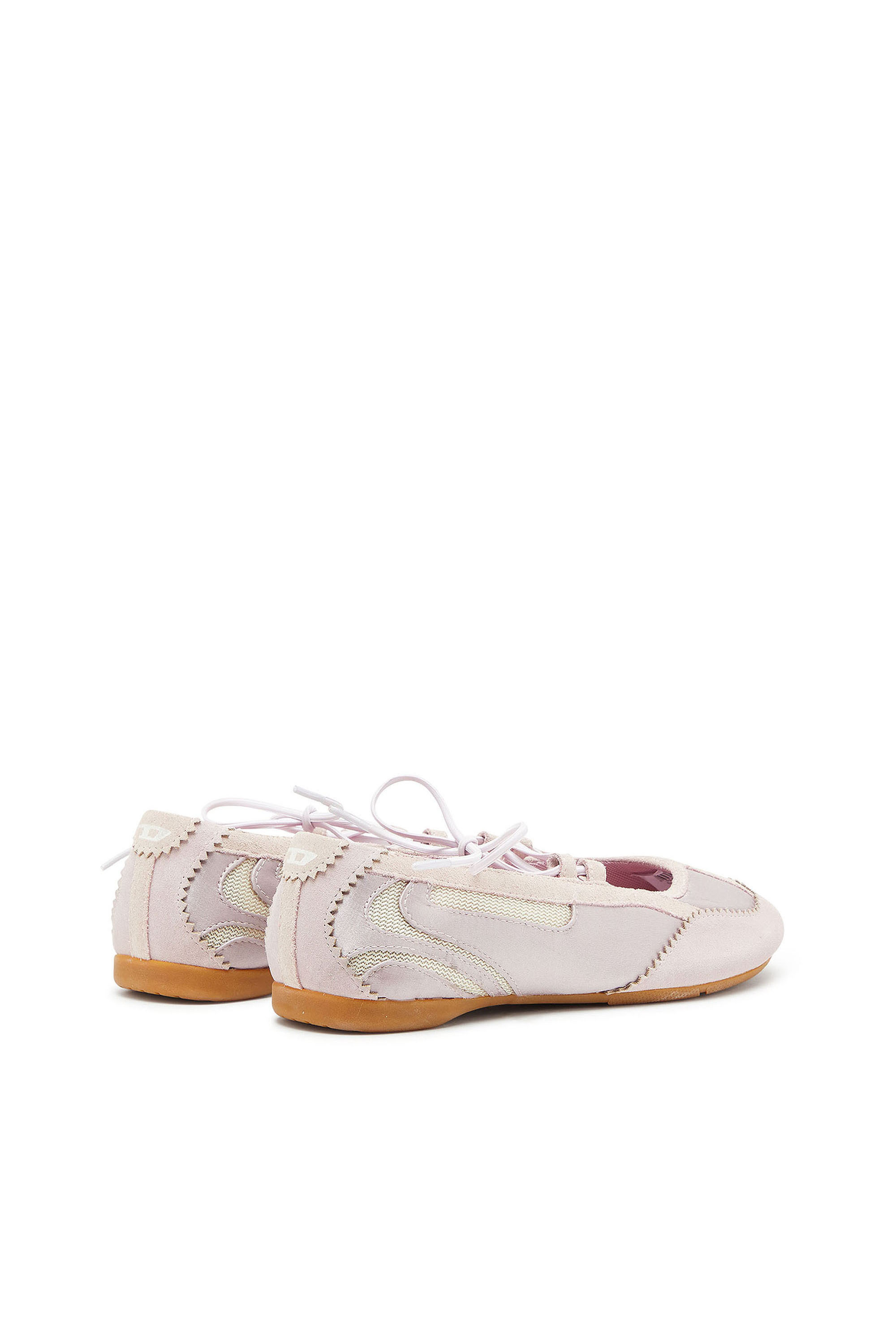 Diesel - D-MILE BALLERINA LACE UP II W, Woman's D-Mile - Ballerina flats in leather and mesh in Pink - 3