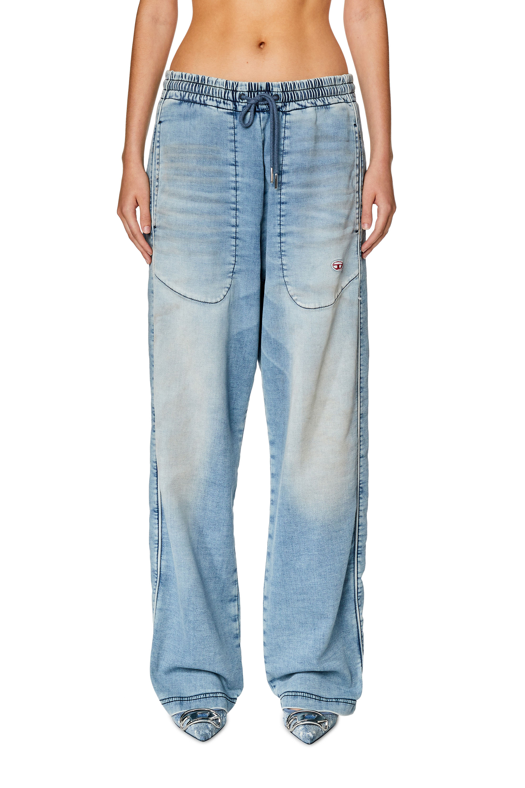 Diesel - Straight D-Martians Track Denim 068FK, Light Blue - Image 1