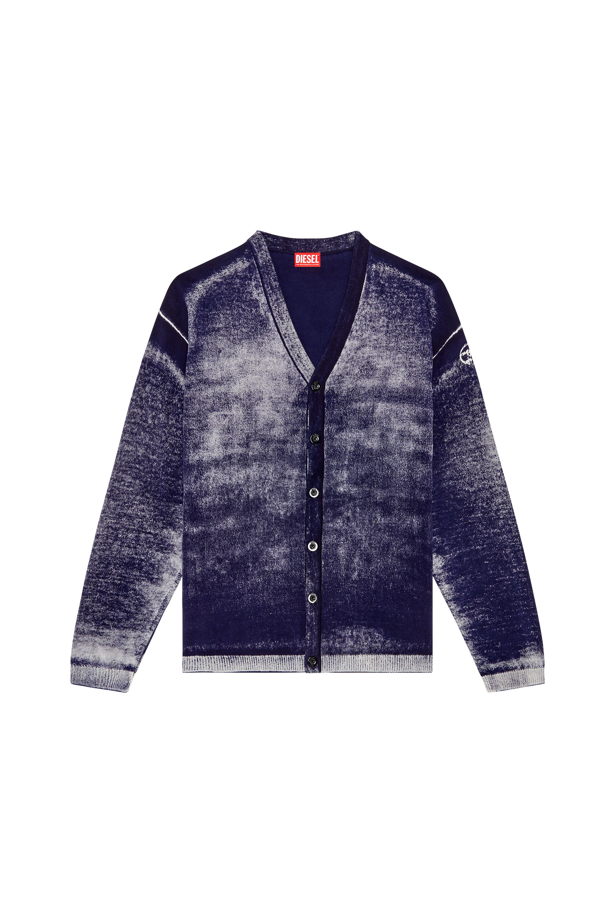 Diesel - K-LARENCE-CARDIGAN-B, Man's Reverse-print cotton cardigan in Dark Blue - 3