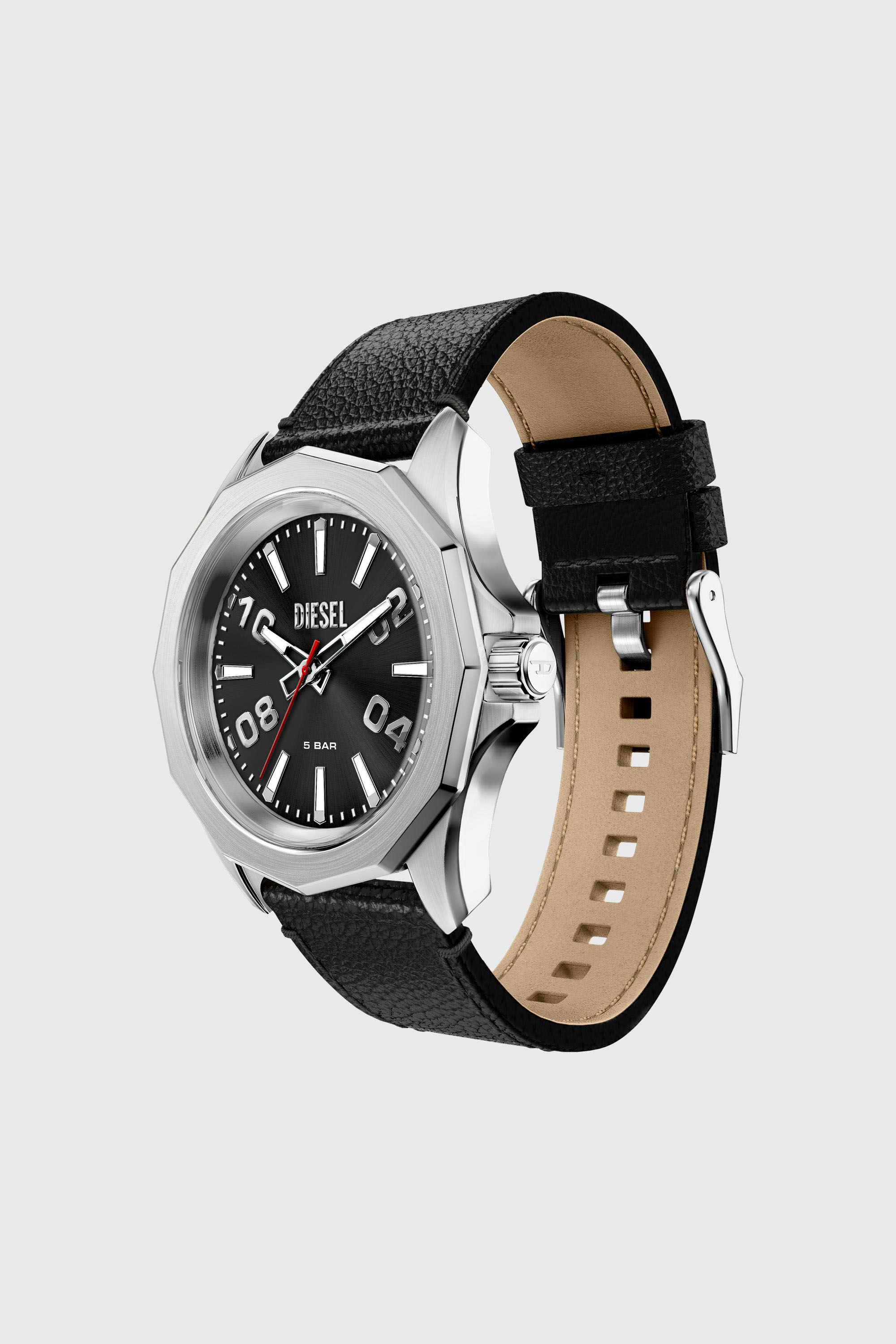 Diesel - DZ2248 WATCH, Man's Stinger black leather watch in Black - 5