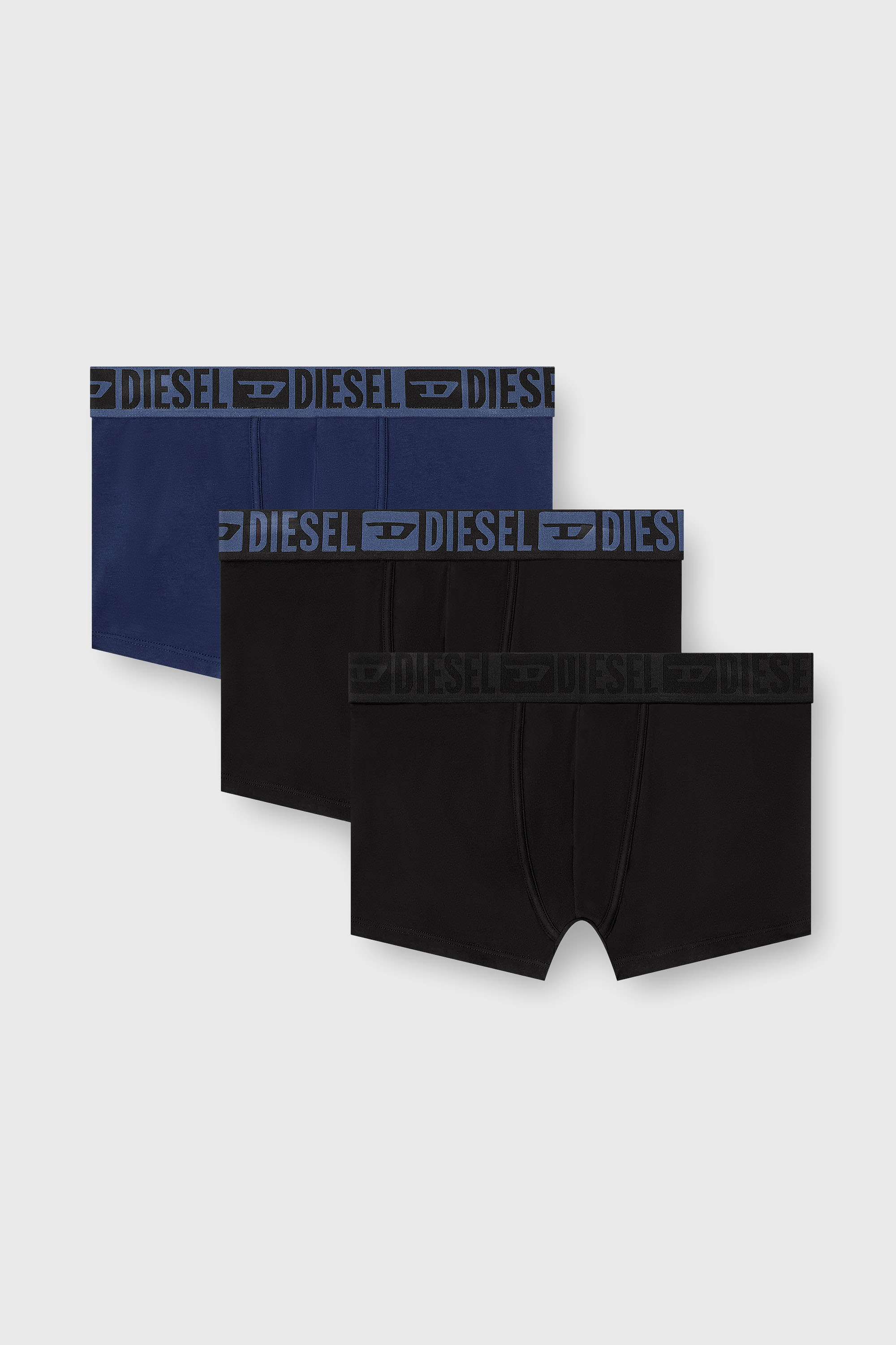 Diesel - MIKE-D-CORE-3PACK, Man's 3-pack of stretch cotton boxers with tonal waistband in Blue/Black - 2