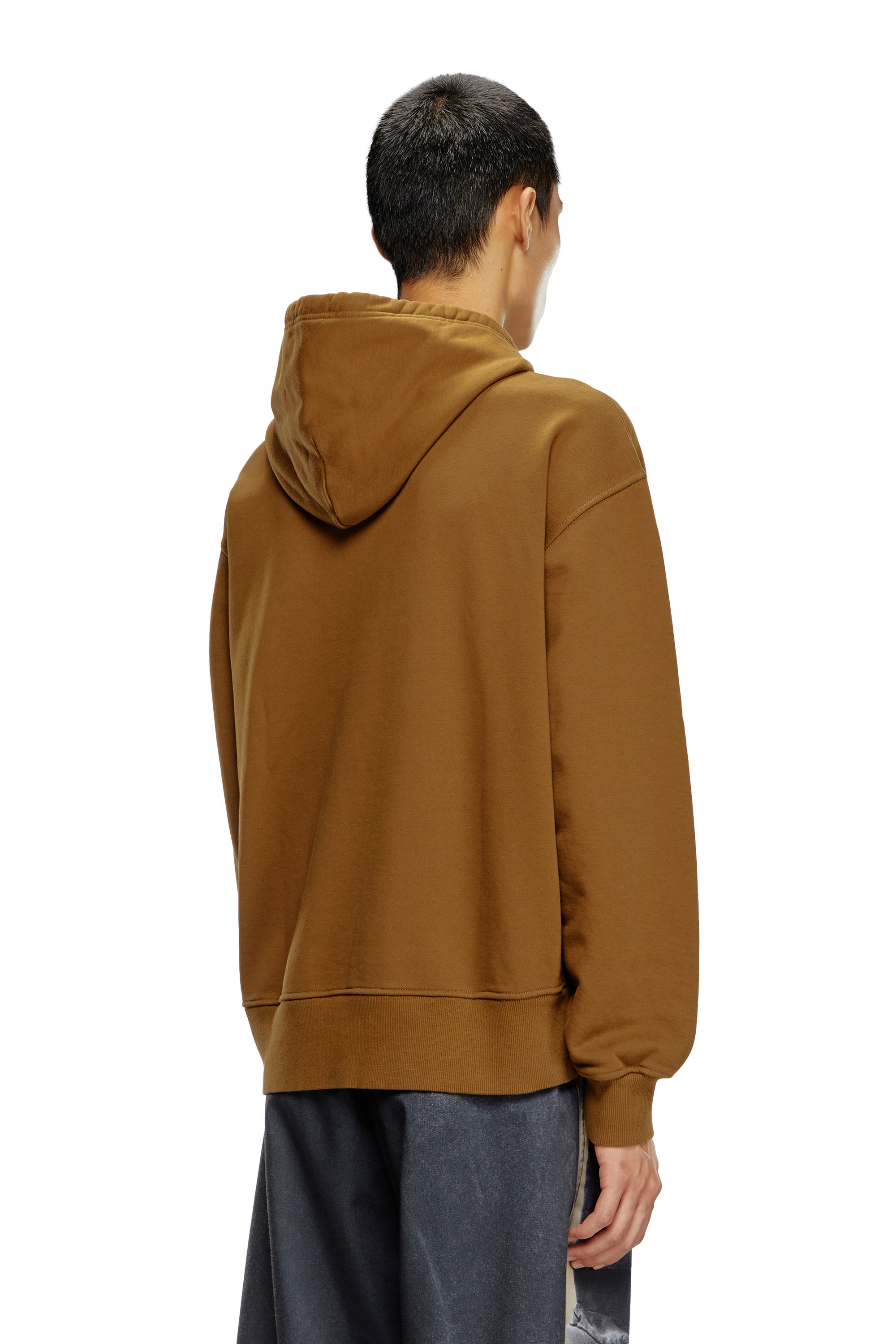 Diesel - S-MACS-HOOD-OD, Man's Oversized hoodie with metallic logo in Brown - 4