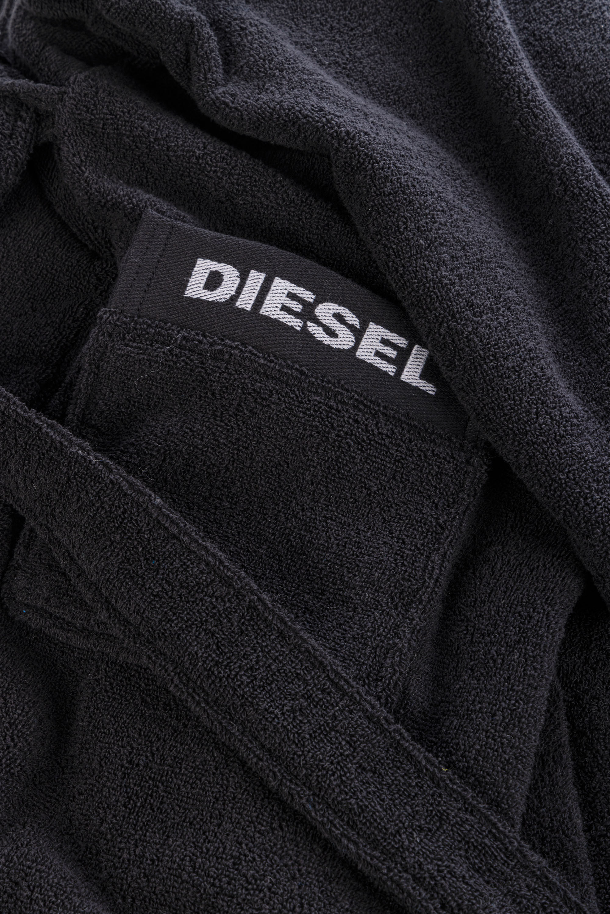 Diesel - 1015115 LOGO-COTTON BATHROBE SIZE M/L BL, Unisex's Logo-Cotton Terry Bathrobe, M/L size in Black - 2