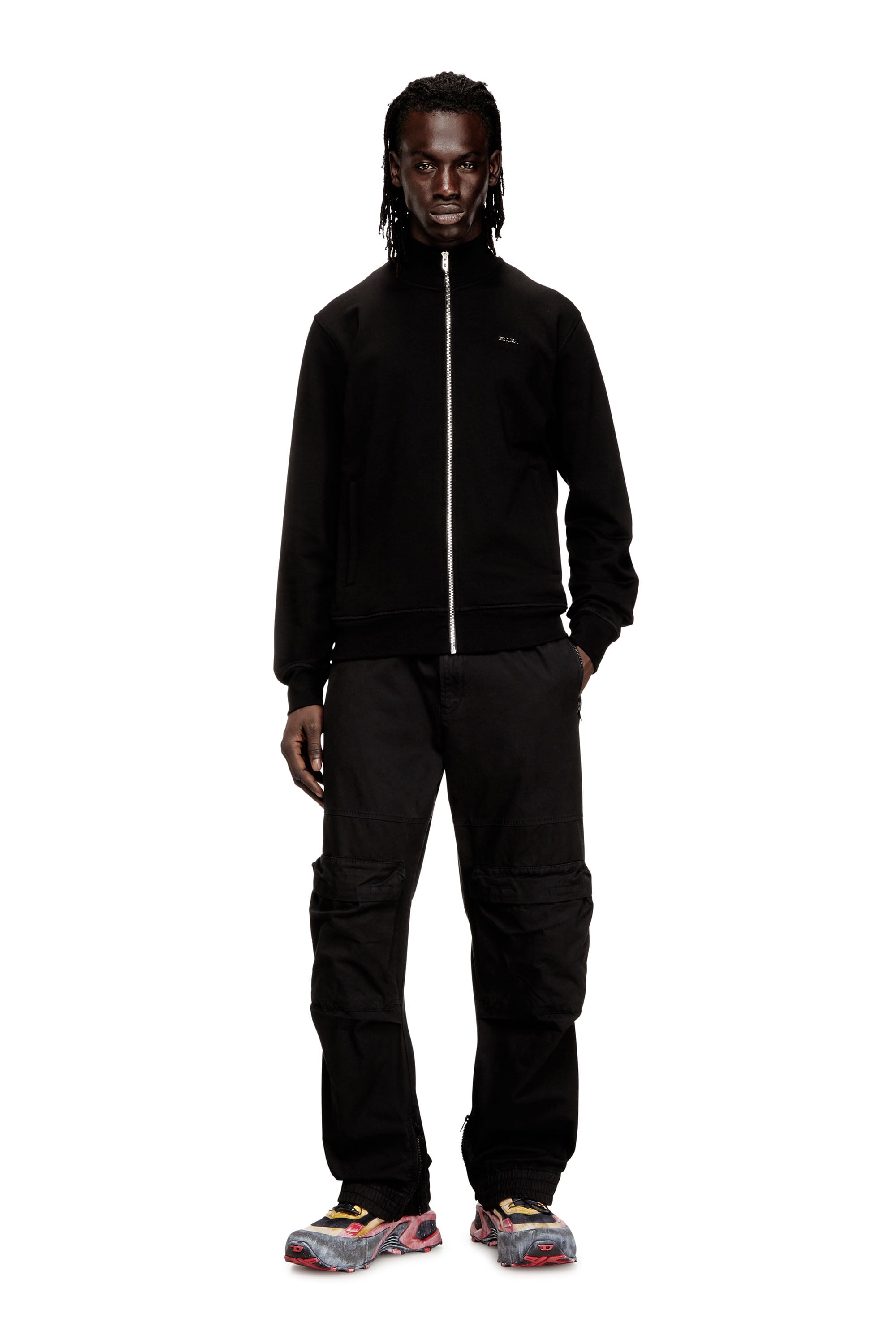 Diesel - S-LOCK-MET, Man's Zipped sweatshirt with metal Diesel plaque in Black - 2