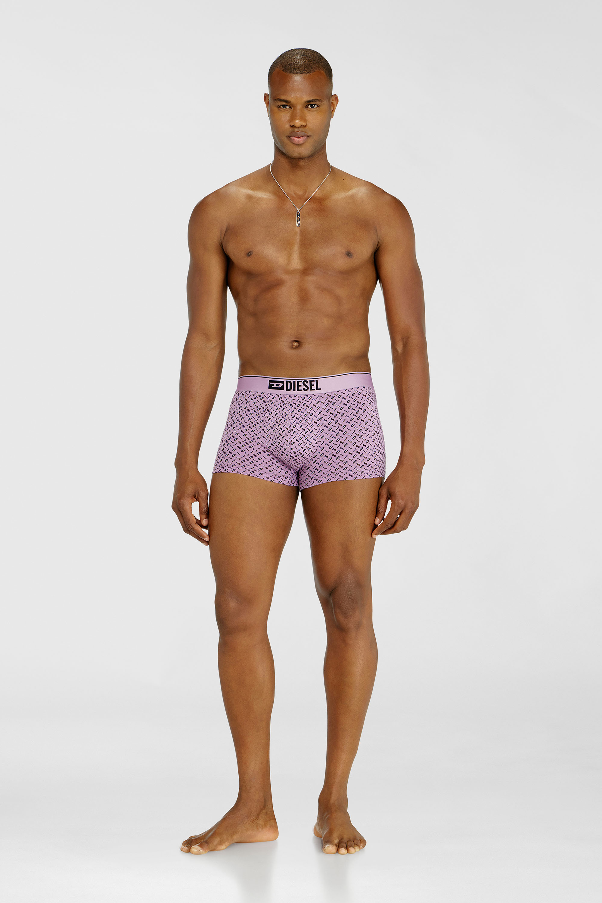 Diesel - DAMIEN-D-BOX-3PACK, Man's Three-pack of stretch cotton trunks with monogram in Lilac - 1