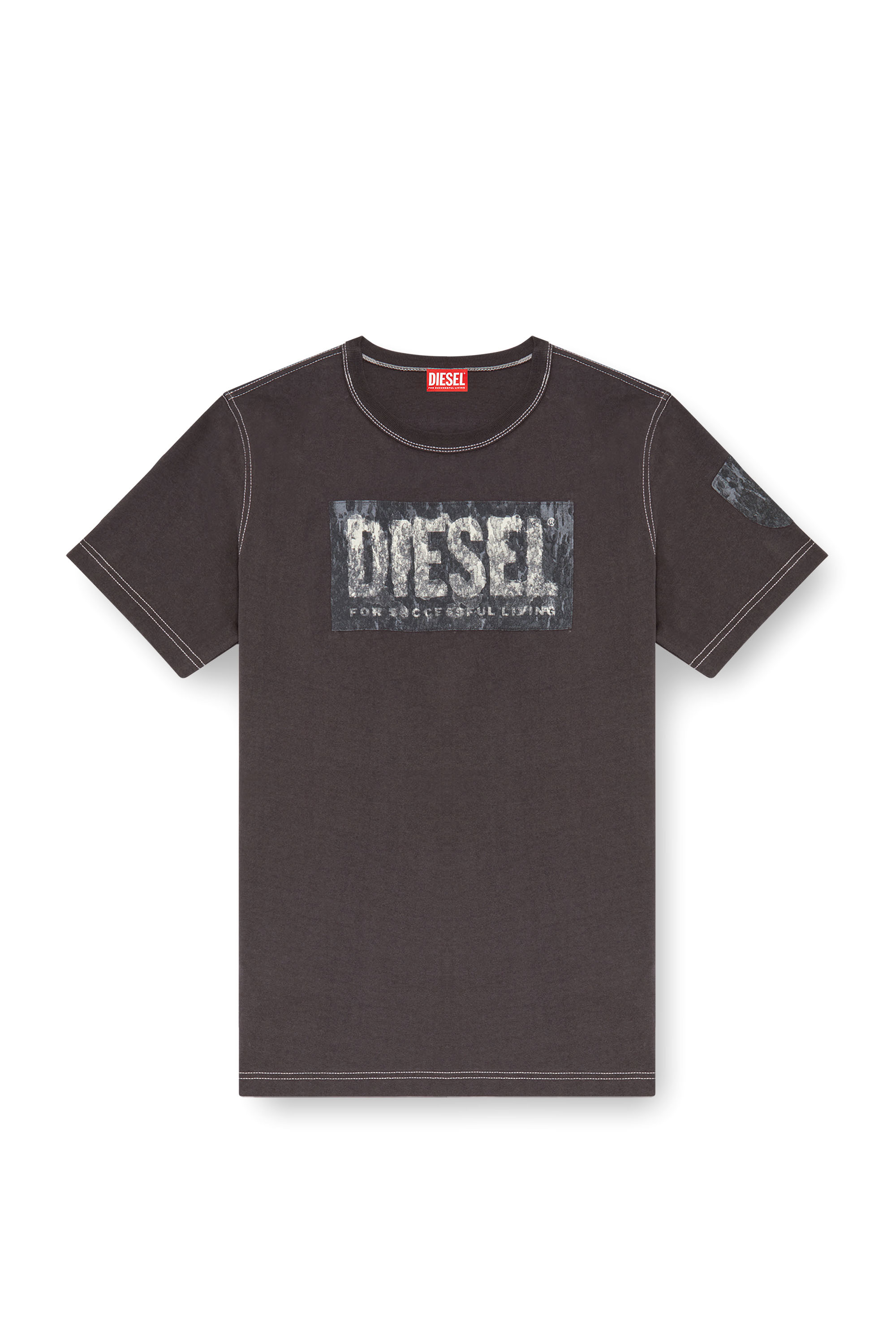 Diesel - T-ADJUST-Q1, Man's T-shirt with graphic patches in Grey - 2