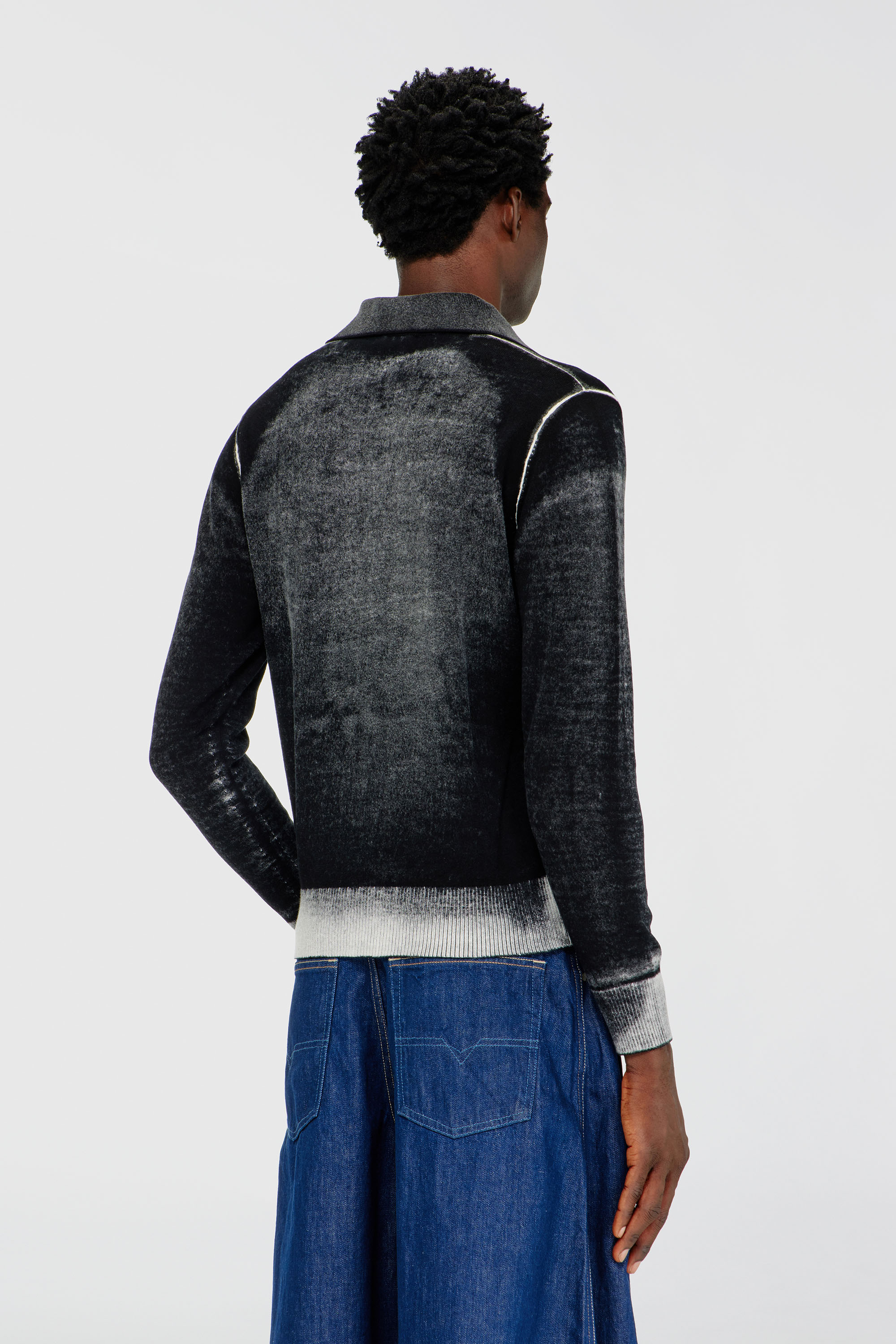 Men's Reverse-print polo jumper | Black | Diesel TR
