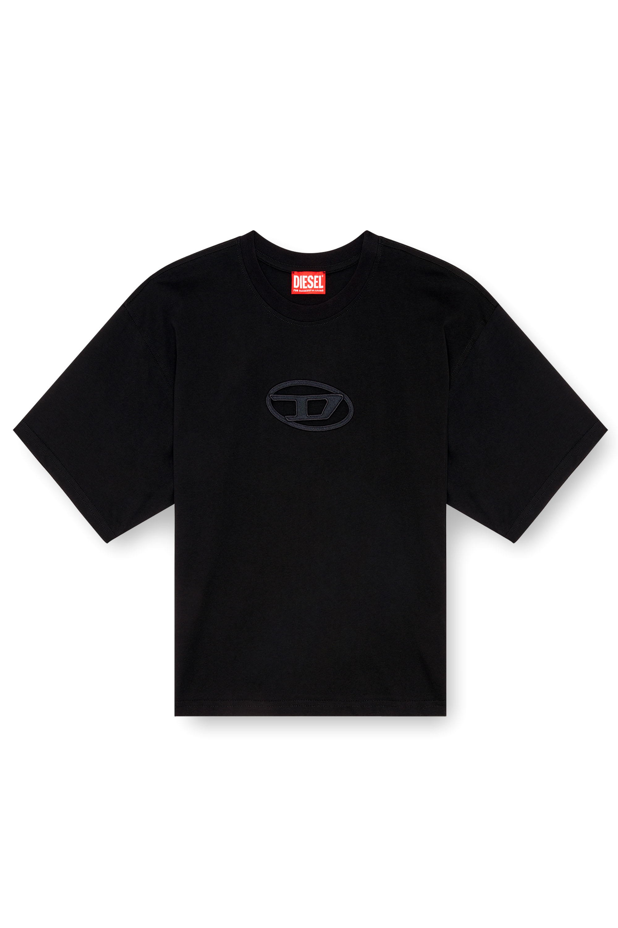 Diesel - T-BUXT-CROP-OD, Woman's Boxy T-shirt with cut-out Oval D logo in Black - 3