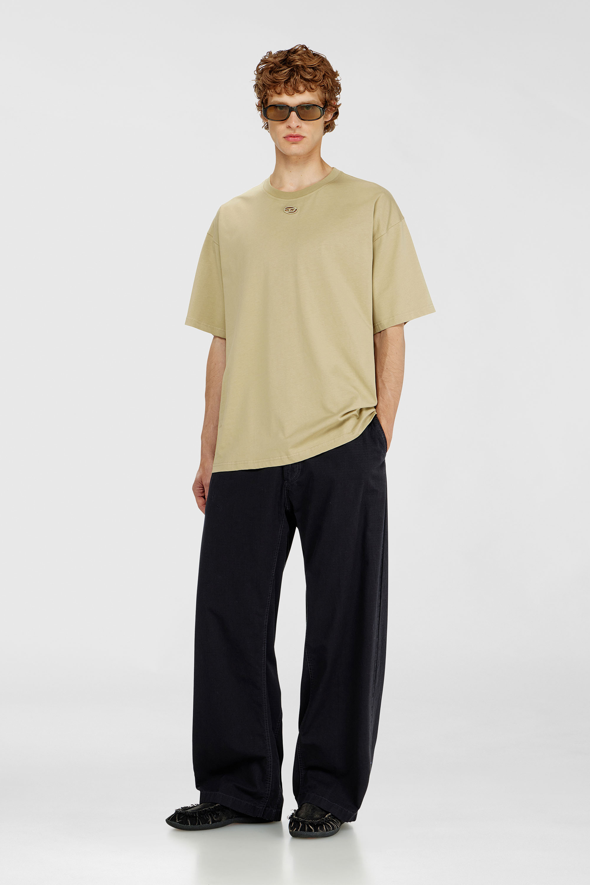 Diesel - T-BOXT-DCO, Man's Relaxed cotton T-shirt with Oval D embroidery in Beige - 1